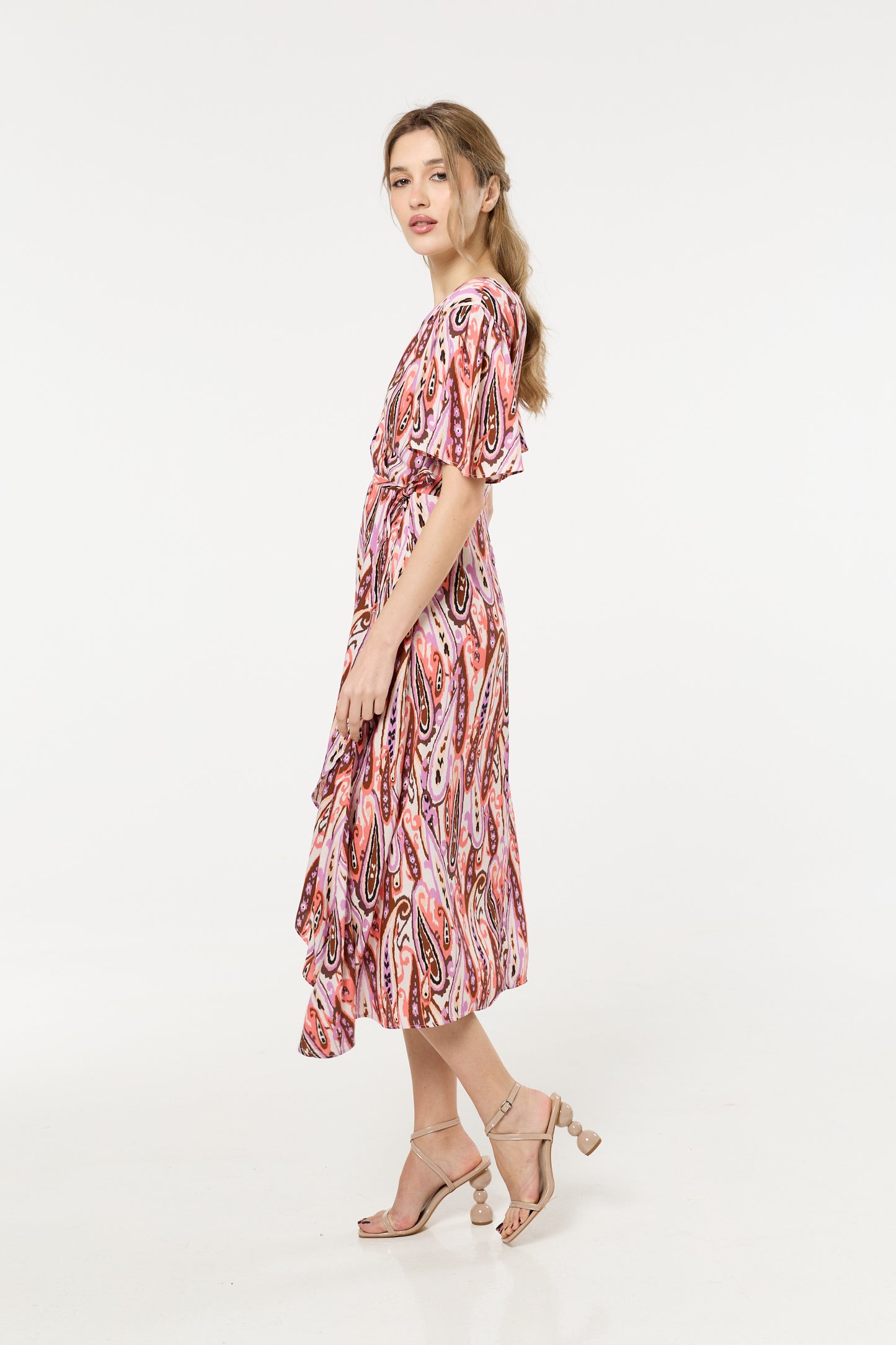 
                  
                    Pink Paisley Wrap Midi Dress
                  
                