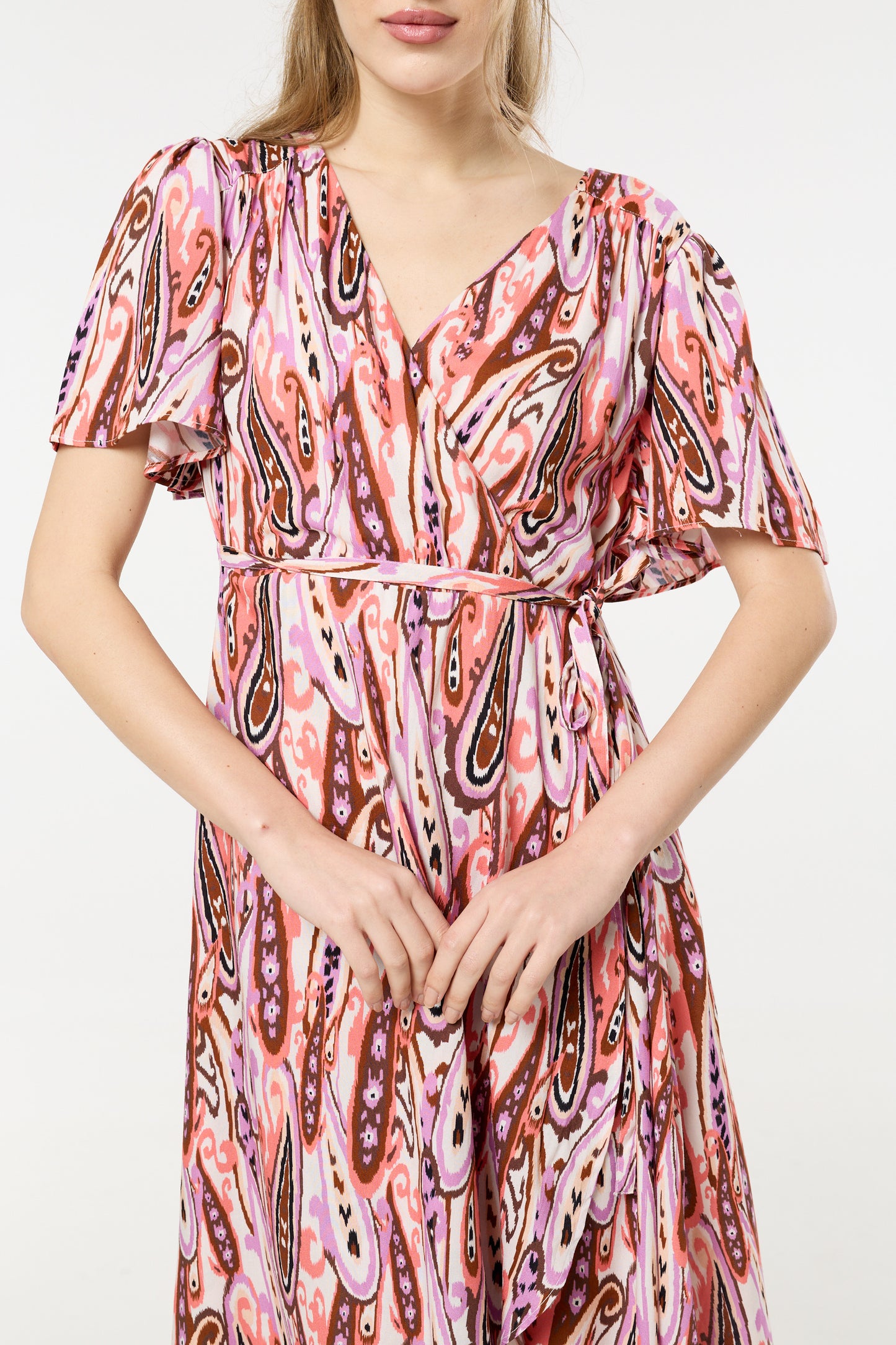 
                  
                    Pink Paisley Wrap Midi Dress
                  
                