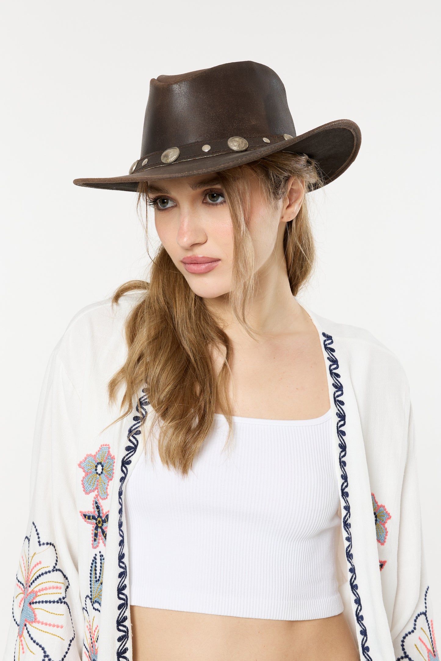 
                  
                    Brown Genuine Leather Cowboy Hat
                  
                
