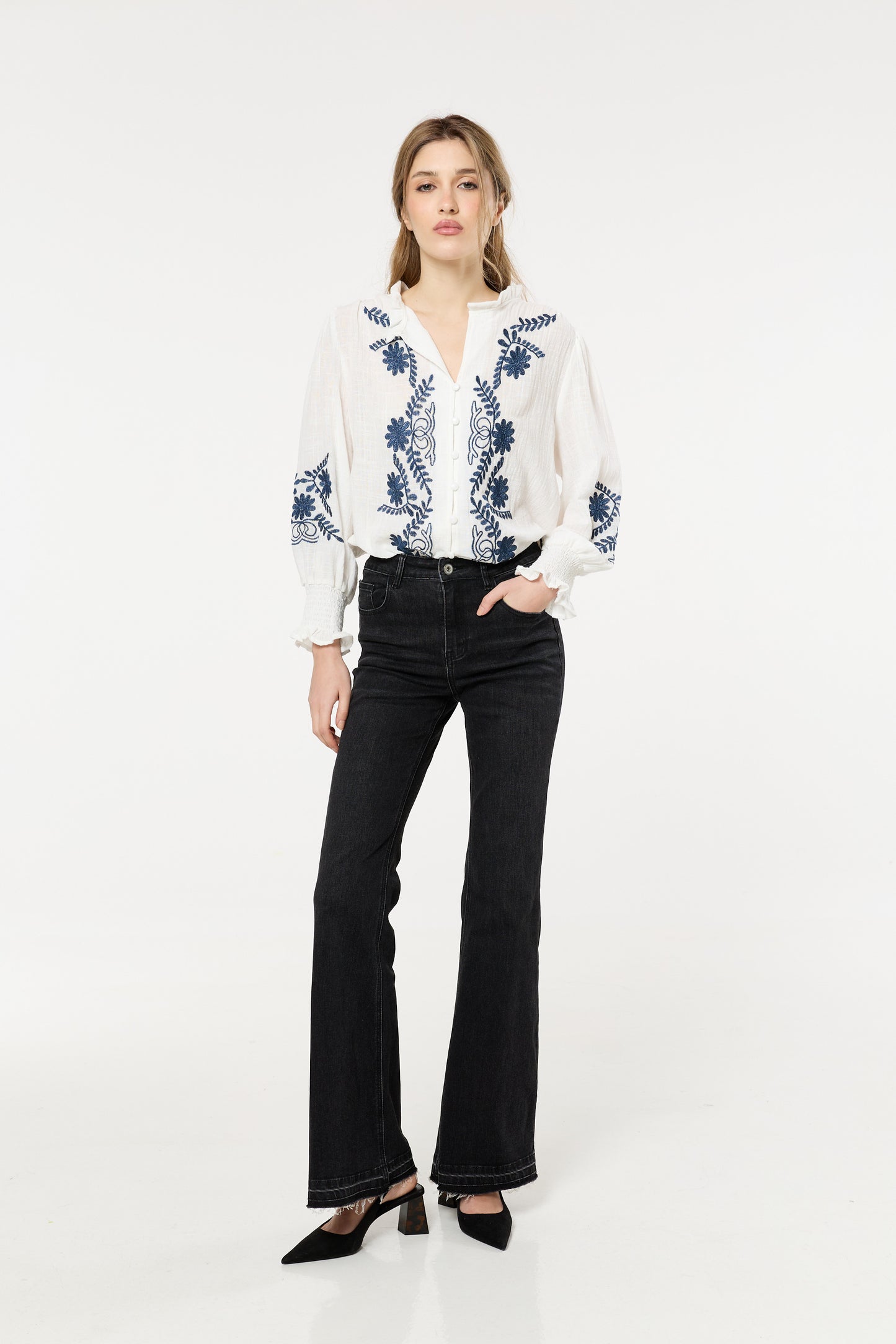 
                  
                    Cream Embroidered Cotton Boho Blouse
                  
                