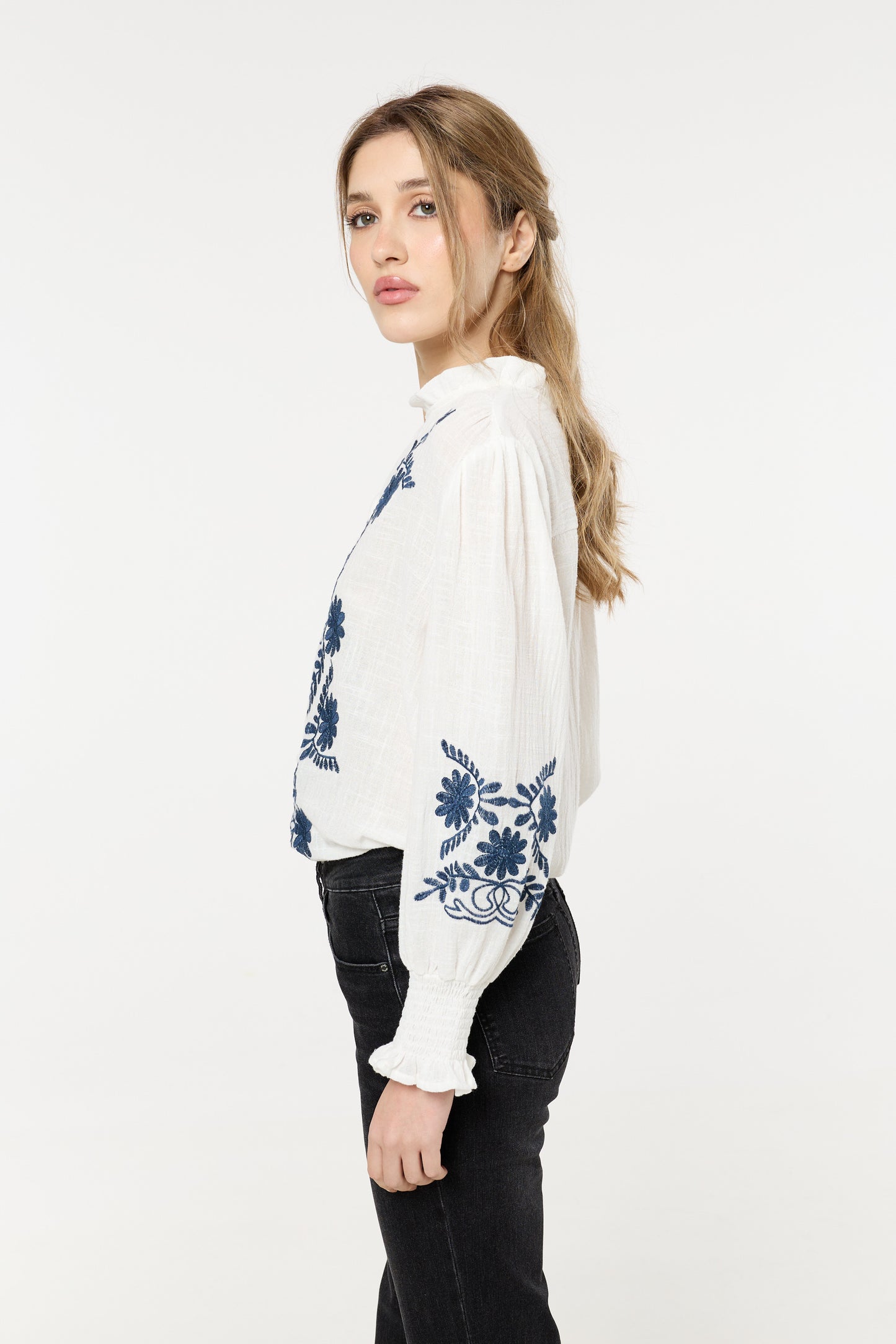 
                  
                    Cream Embroidered Cotton Boho Blouse
                  
                