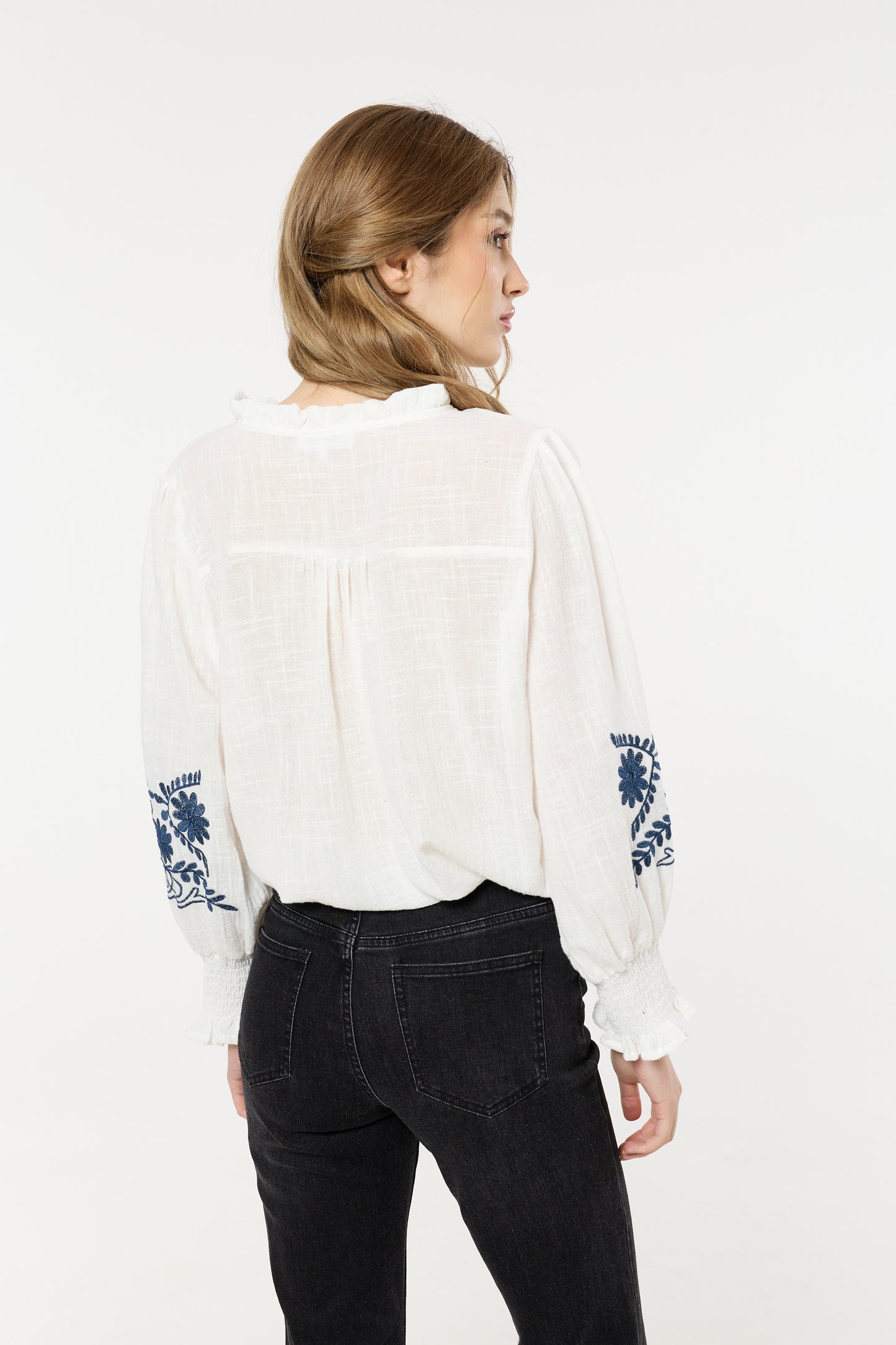 
                  
                    Cream Embroidered Cotton Boho Blouse
                  
                