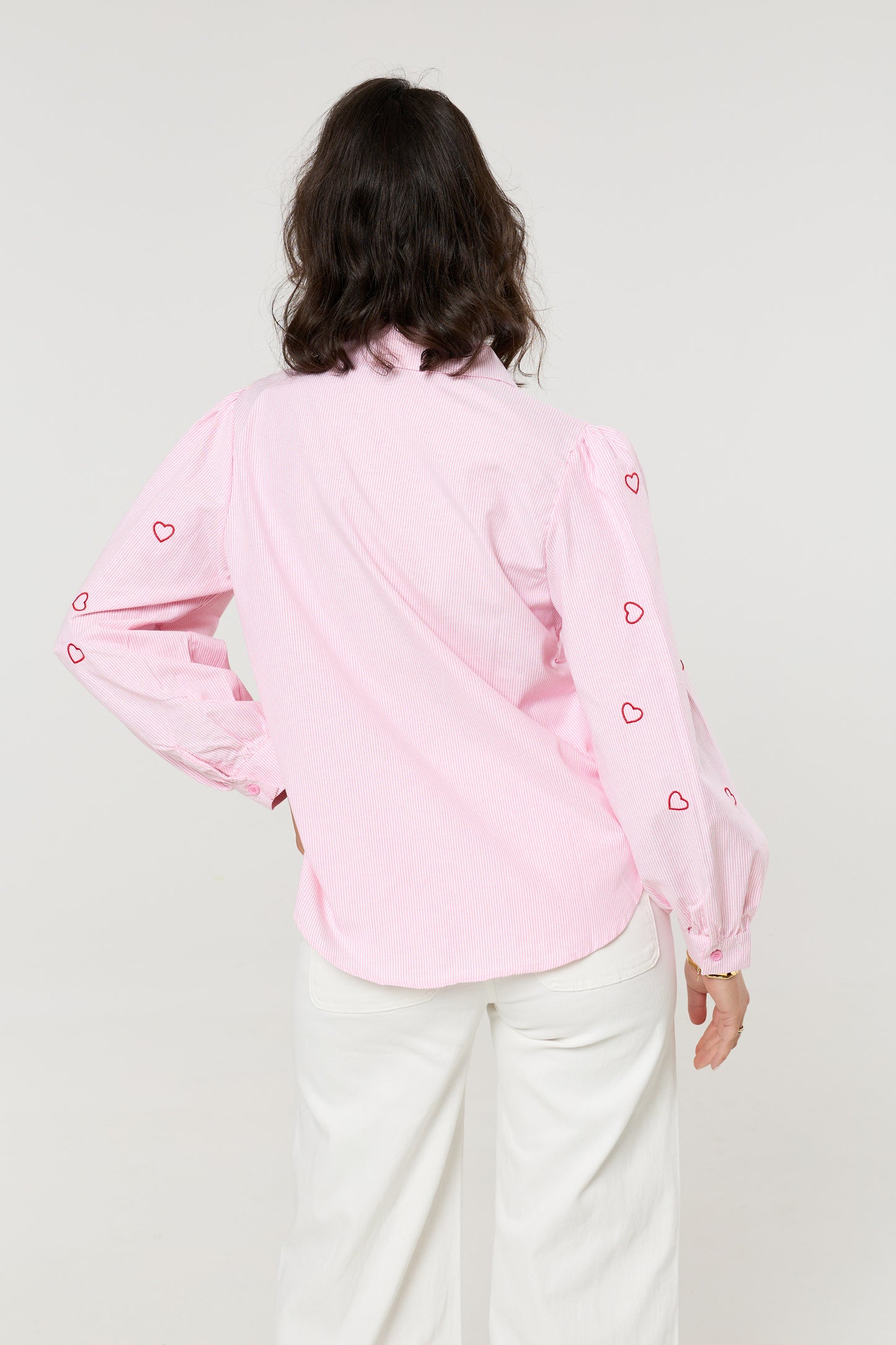 
                  
                    Pink Heart Embroidered Stripe Shirt
                  
                