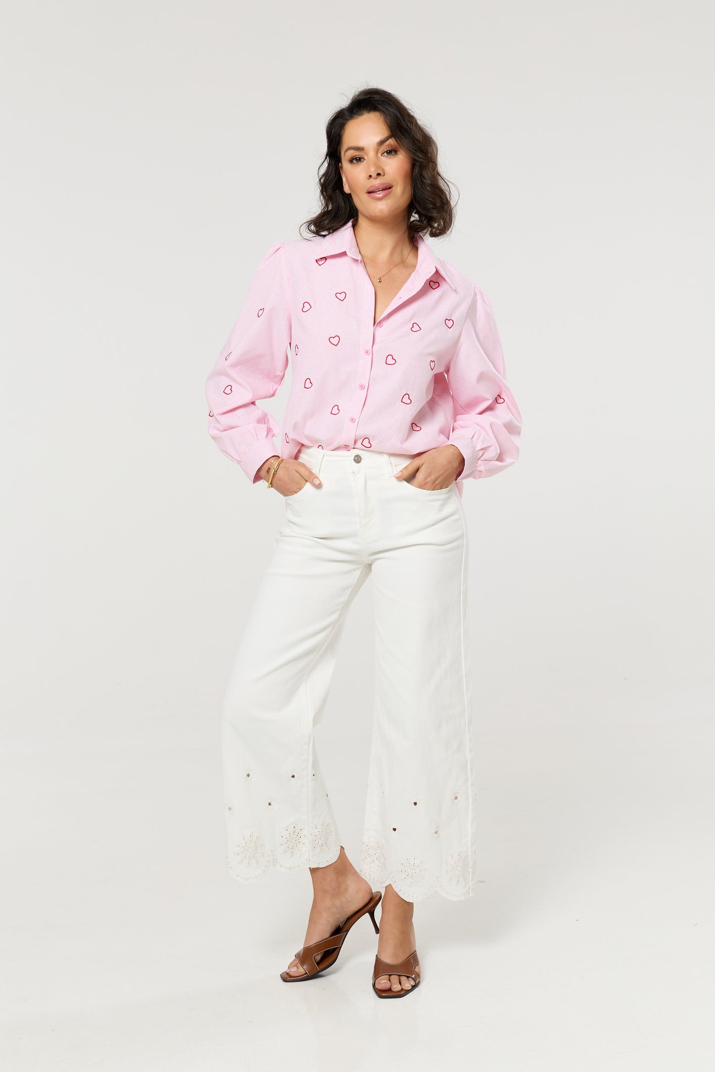 
                  
                    White Scalloped Broderie Cropped Trousers
                  
                