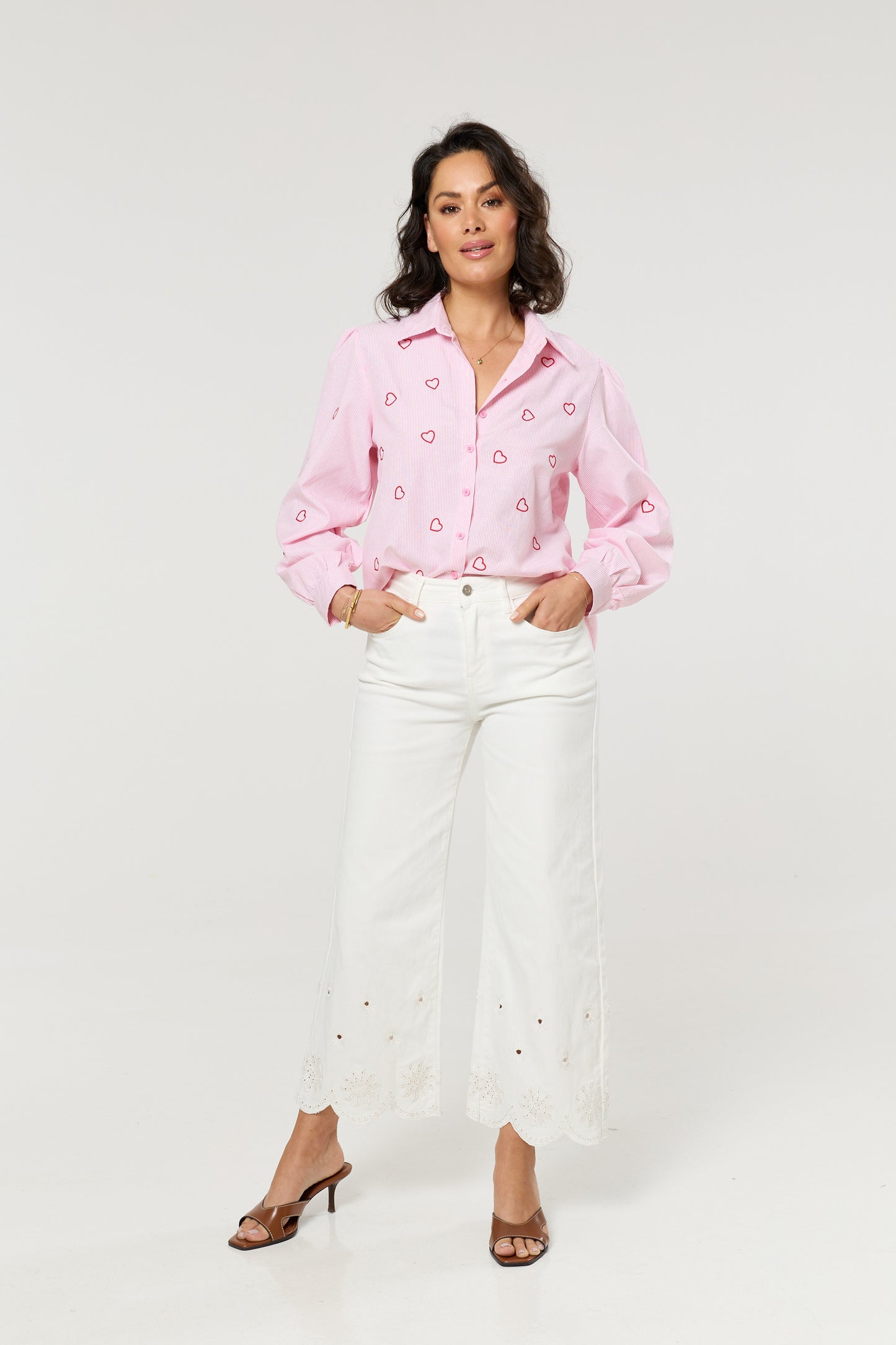 
                  
                    White Scalloped Broderie Cropped Trousers
                  
                