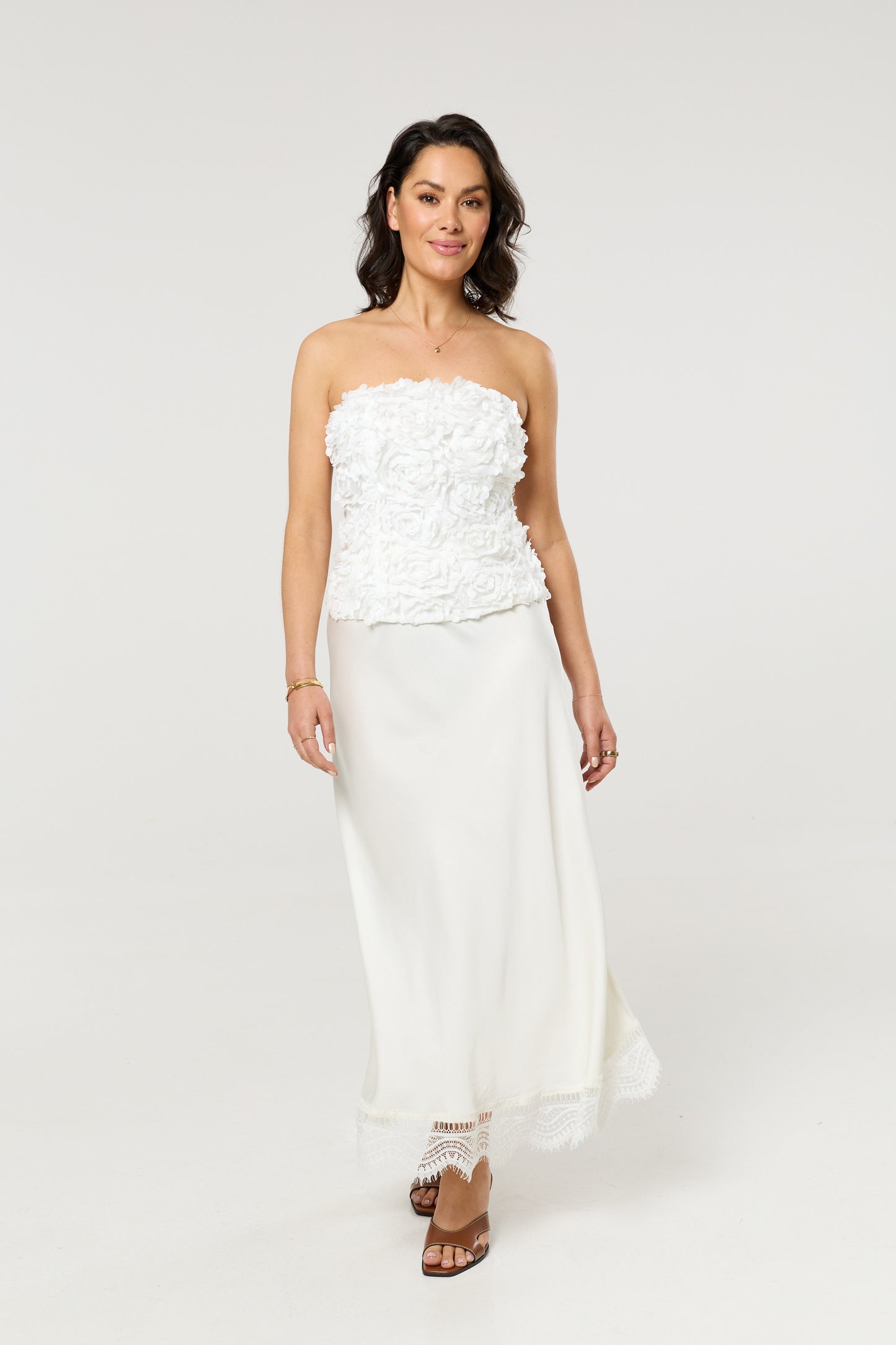 
                  
                    White Floral Applique Bandeau Top
                  
                