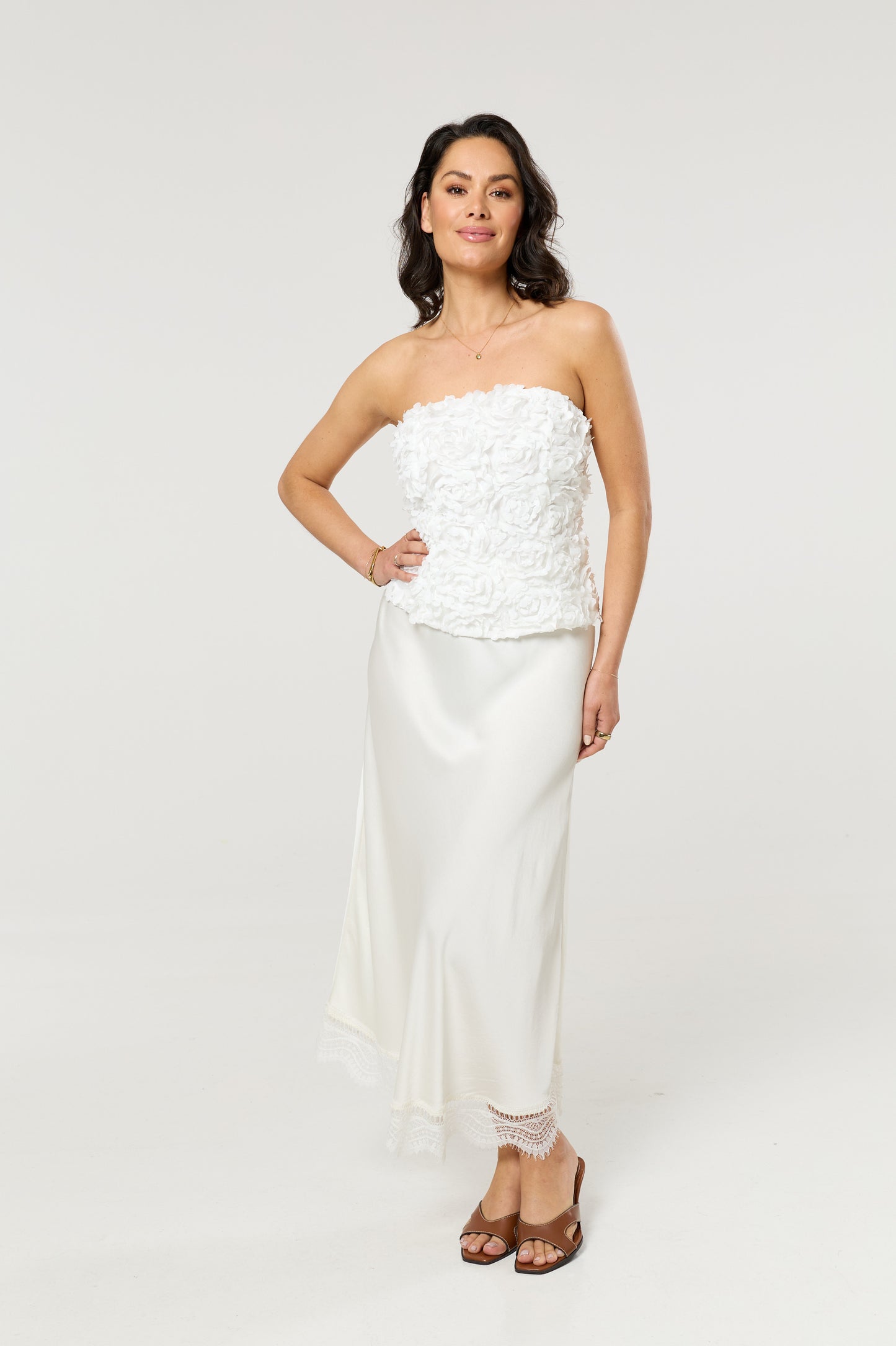 
                  
                    White Floral Applique Bandeau Top
                  
                