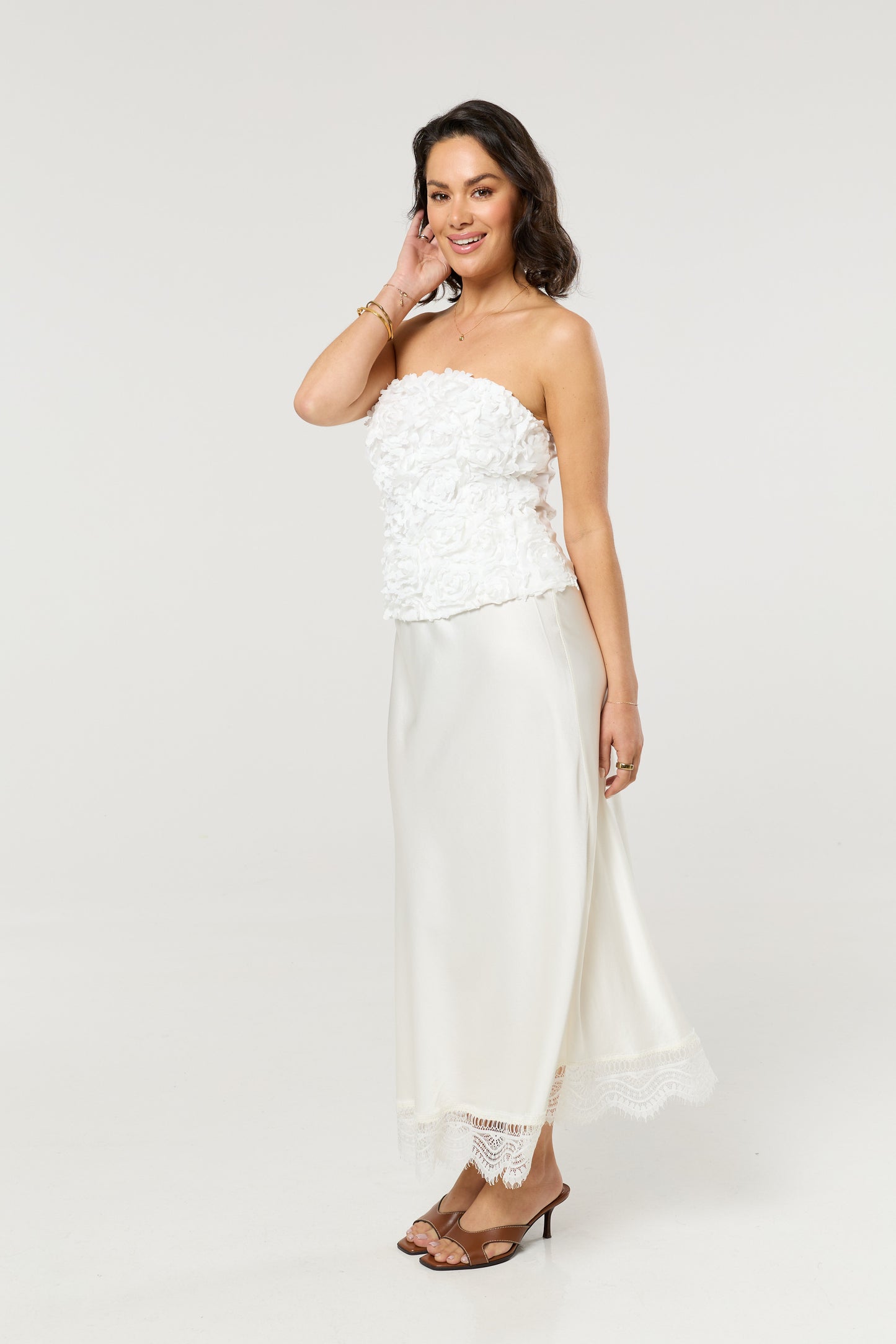 
                  
                    White Floral Applique Bandeau Top
                  
                