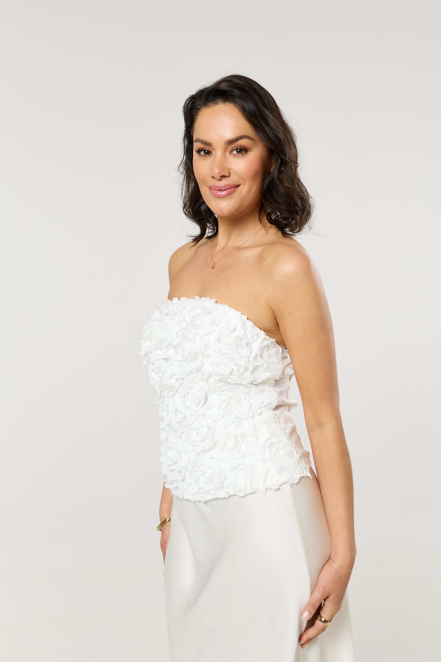 
                  
                    White Floral Applique Bandeau Top
                  
                