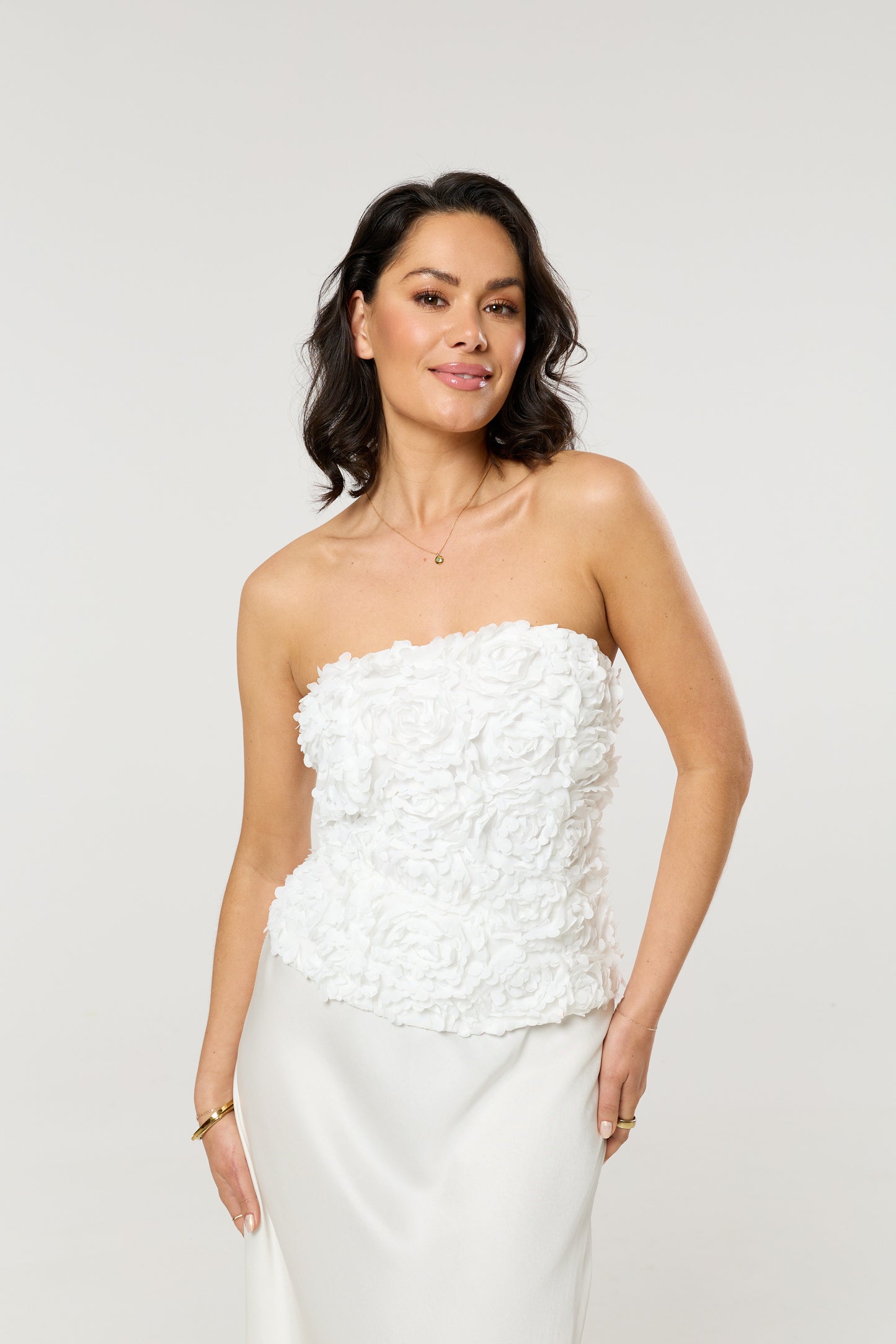 
                  
                    White Floral Applique Bandeau Top
                  
                