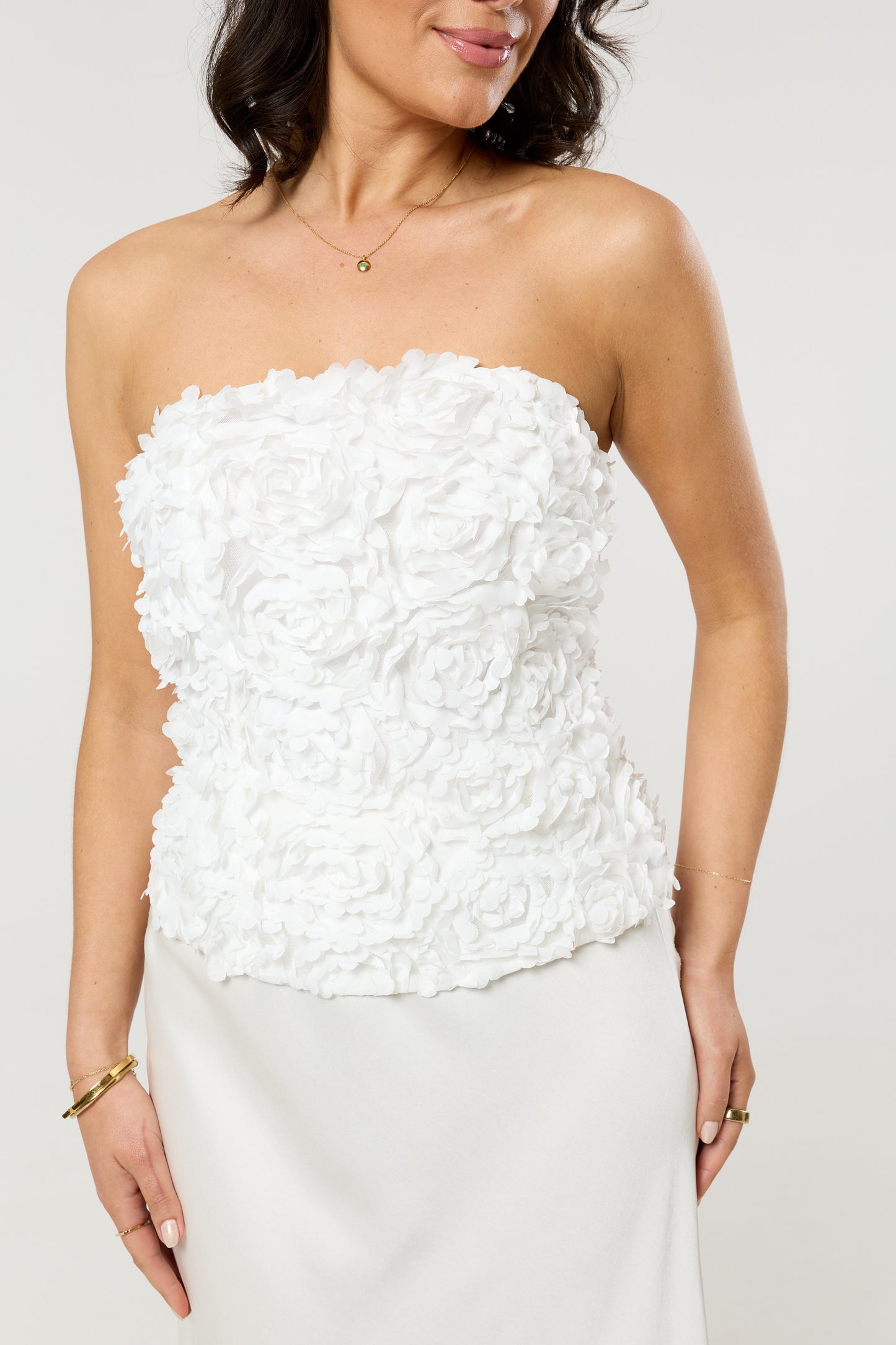 
                  
                    White Floral Applique Bandeau Top
                  
                
