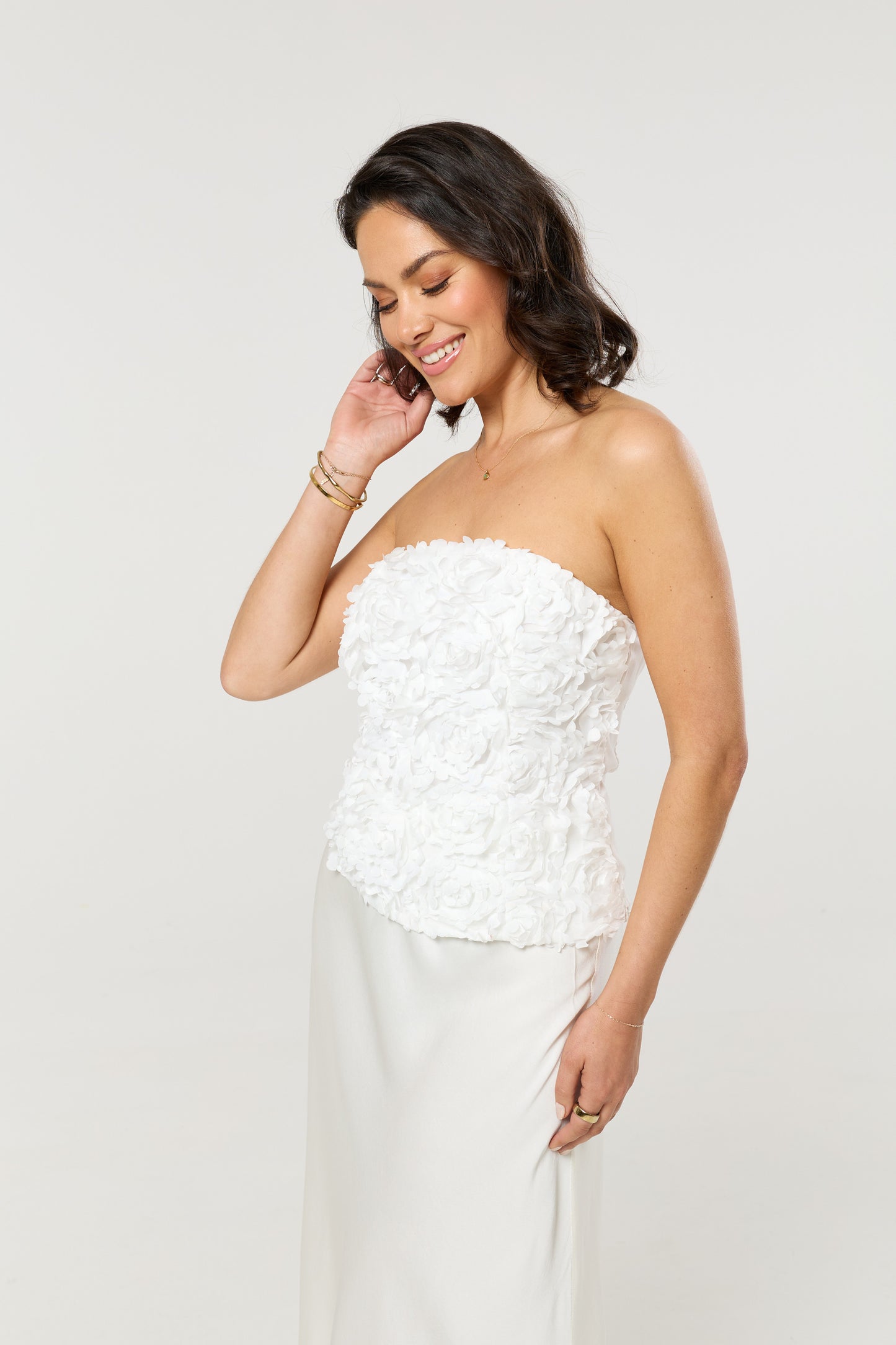 
                  
                    White Floral Applique Bandeau Top
                  
                