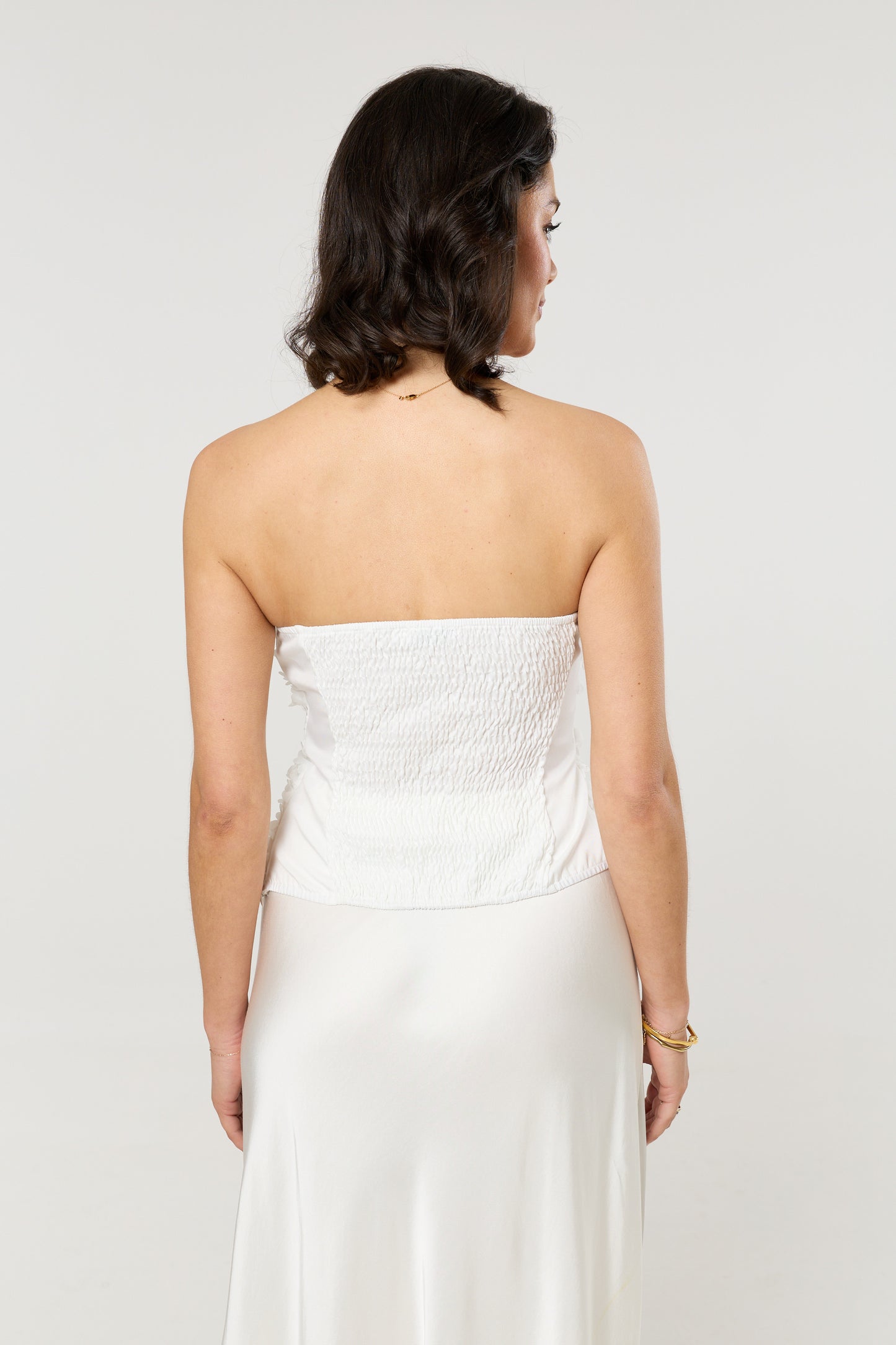 
                  
                    White Floral Applique Bandeau Top
                  
                