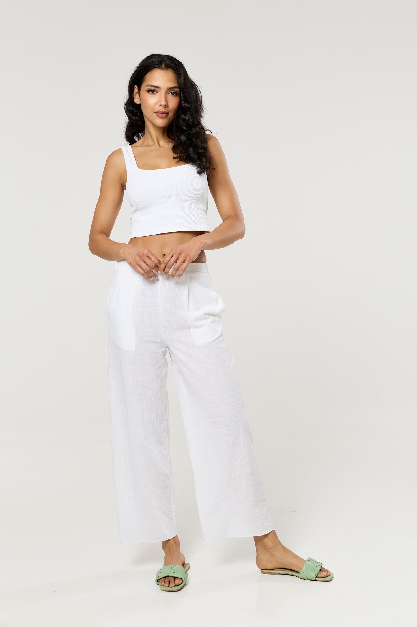
                  
                    White Relaxed Fit Wide Leg Trousers
                  
                