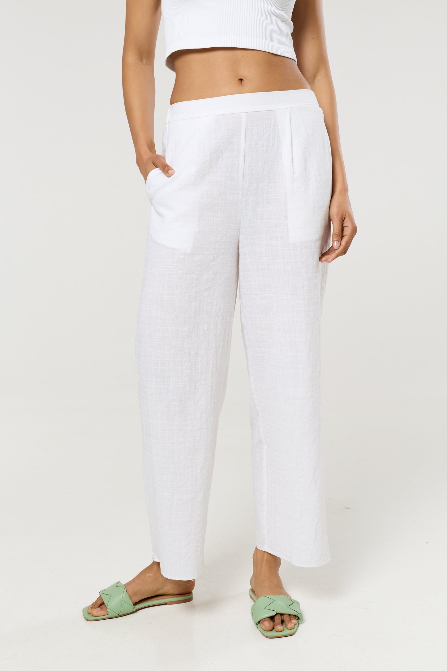 
                  
                    White Relaxed Fit Wide Leg Trousers
                  
                