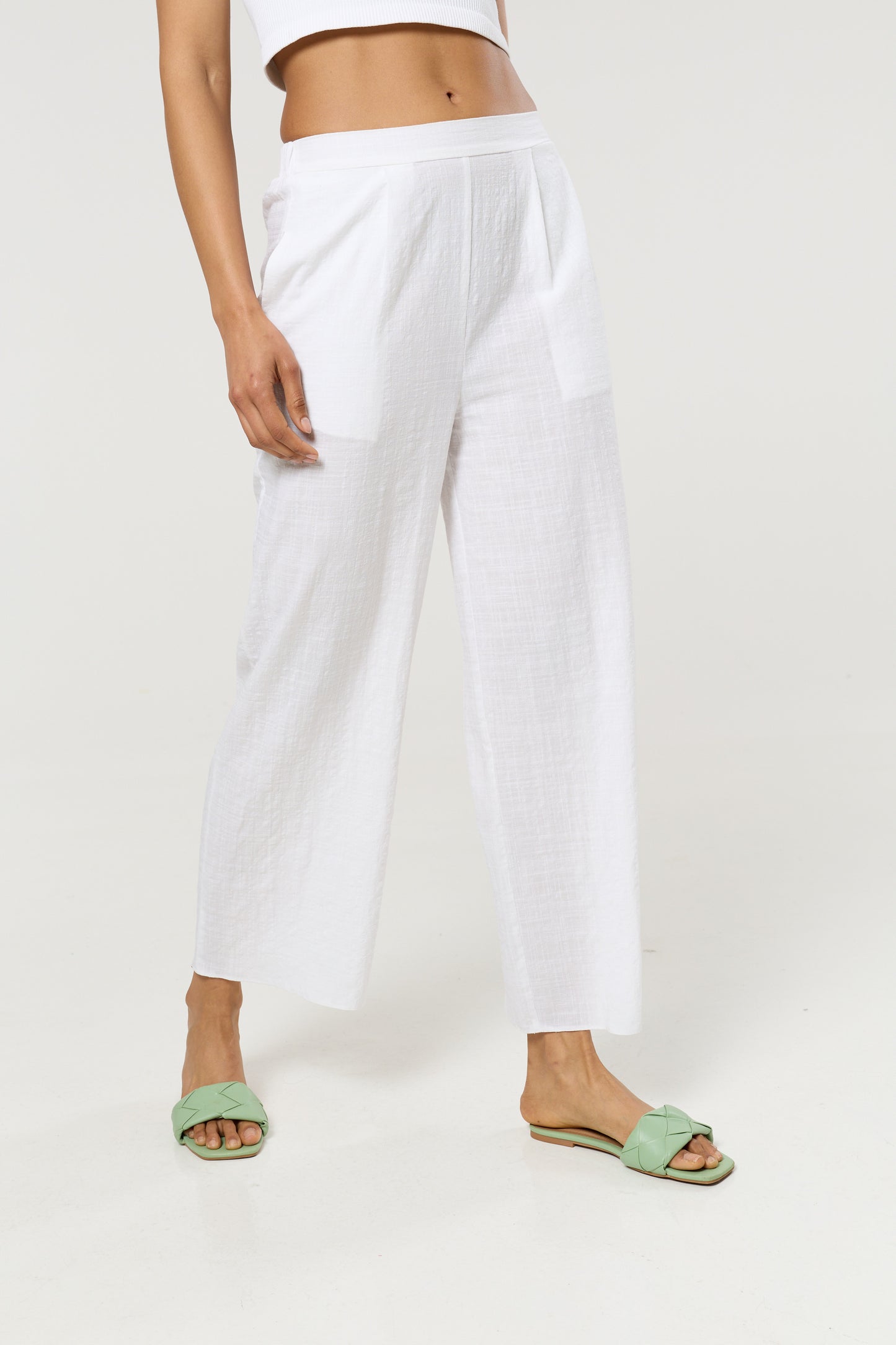 
                  
                    White Relaxed Fit Wide Leg Trousers
                  
                