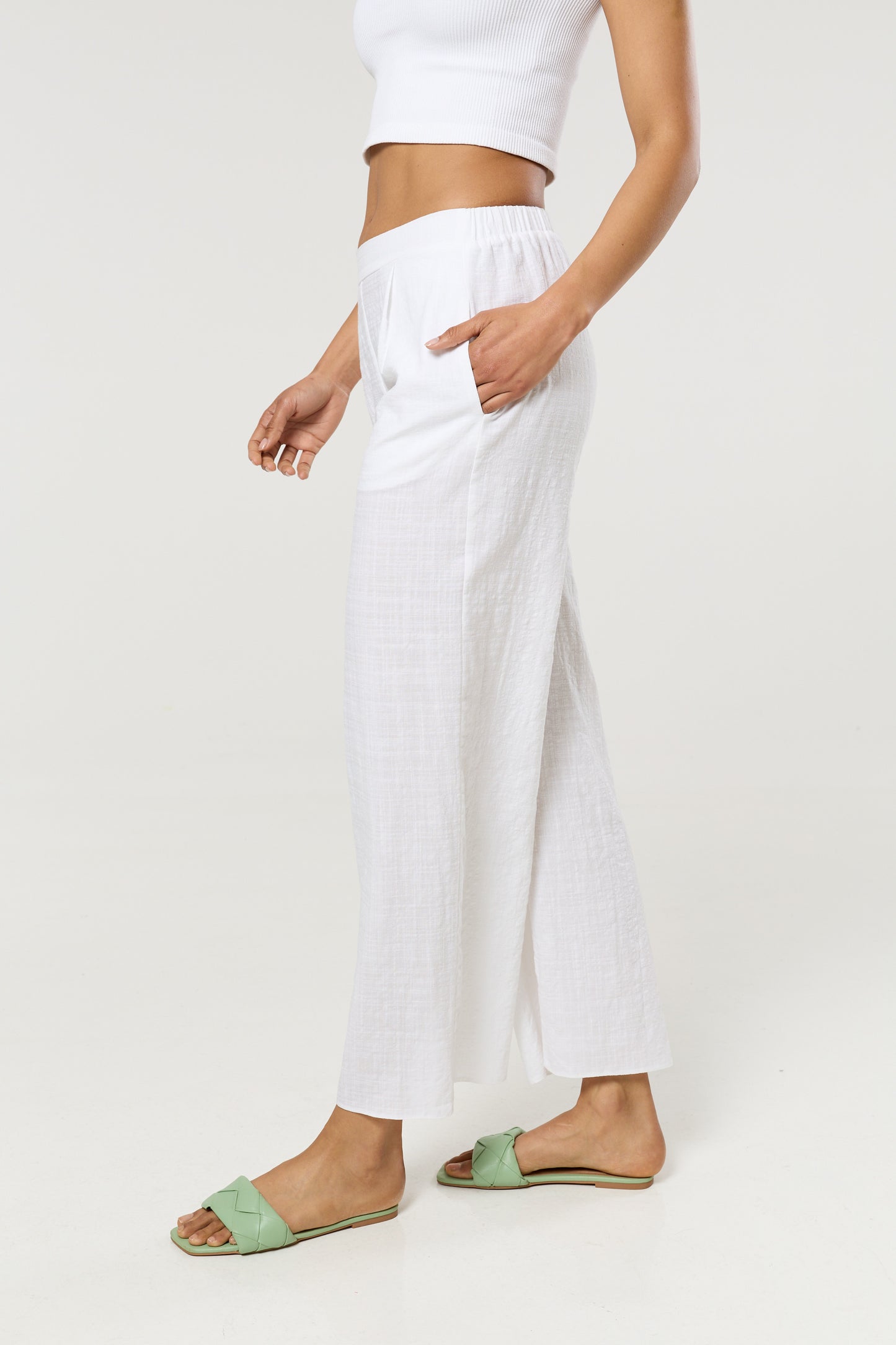
                  
                    White Relaxed Fit Wide Leg Trousers
                  
                
