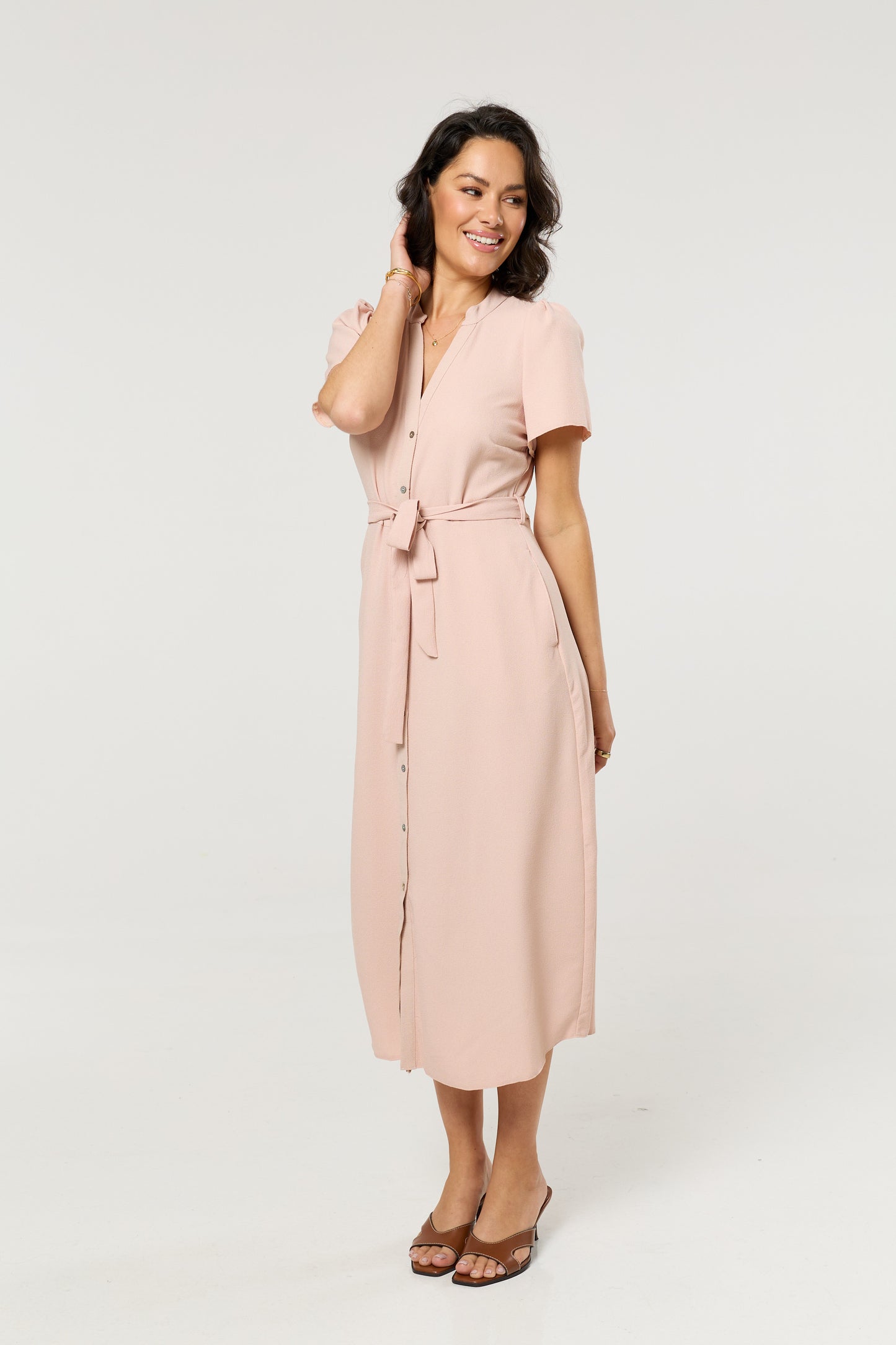 
                  
                    Dusty Pink Button Down Midi Dress
                  
                