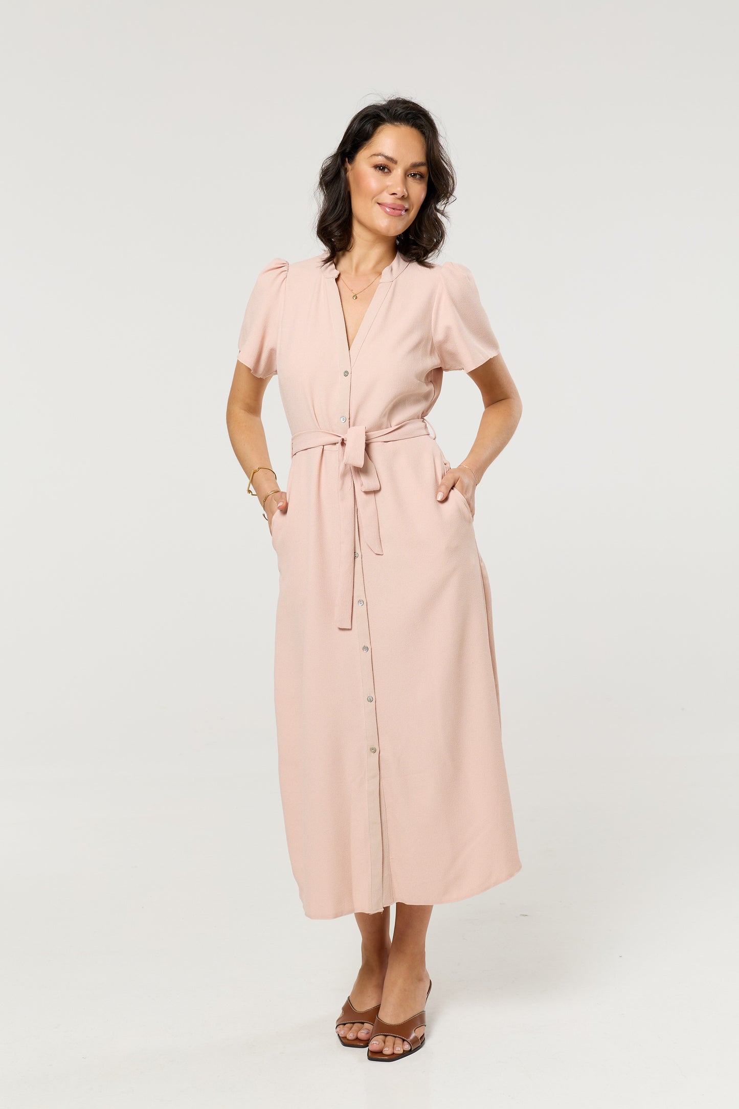 
                  
                    Dusty Pink Button Down Midi Dress
                  
                