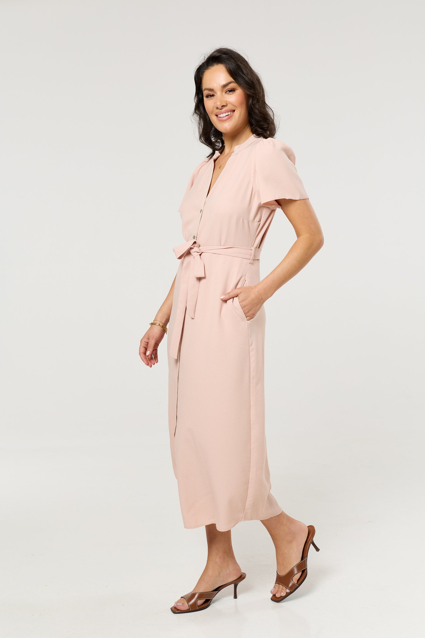 
                  
                    Dusty Pink Button Down Midi Dress
                  
                
