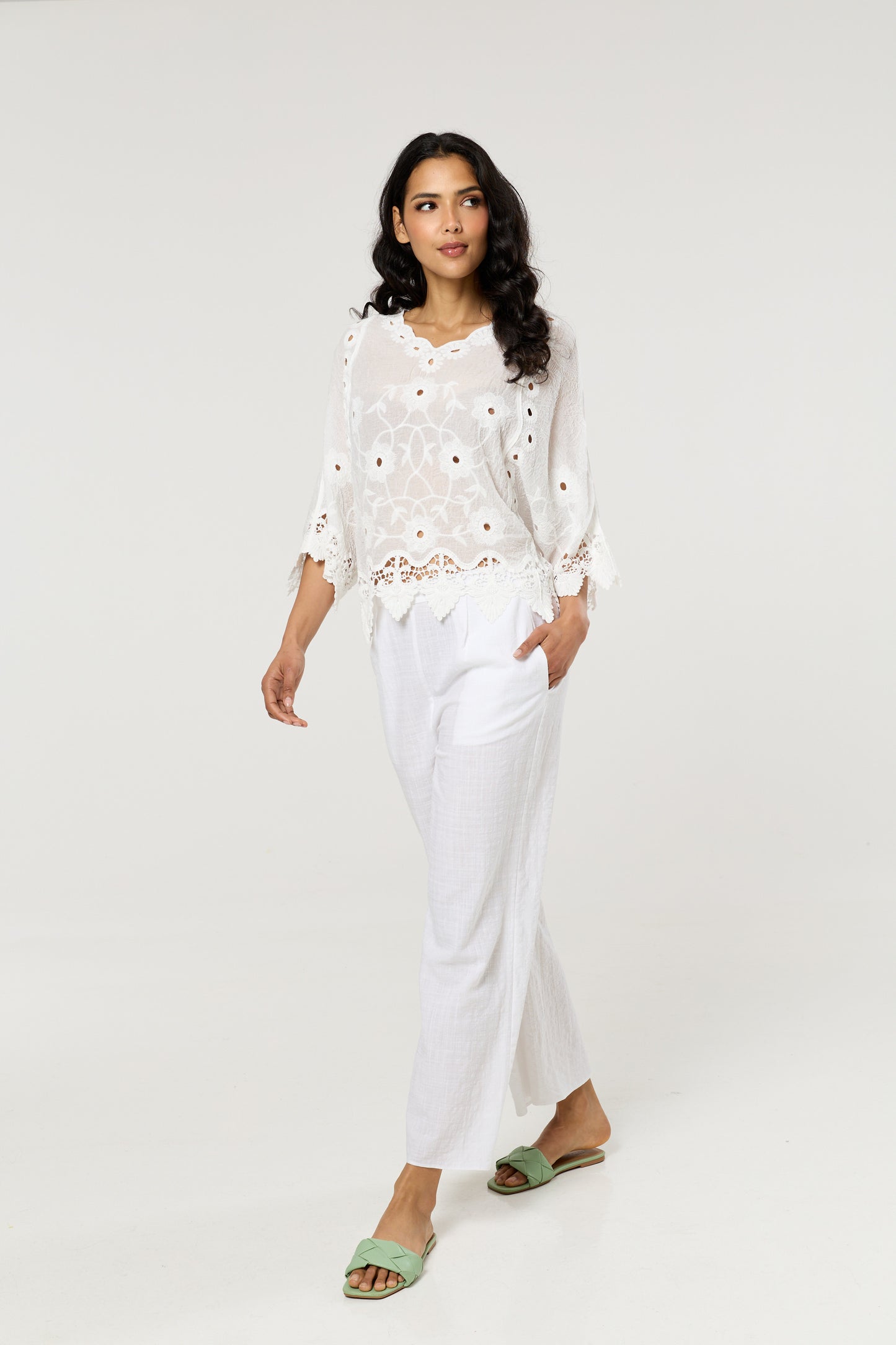
                  
                    White Floral Lace Cotton Boho Blouse
                  
                