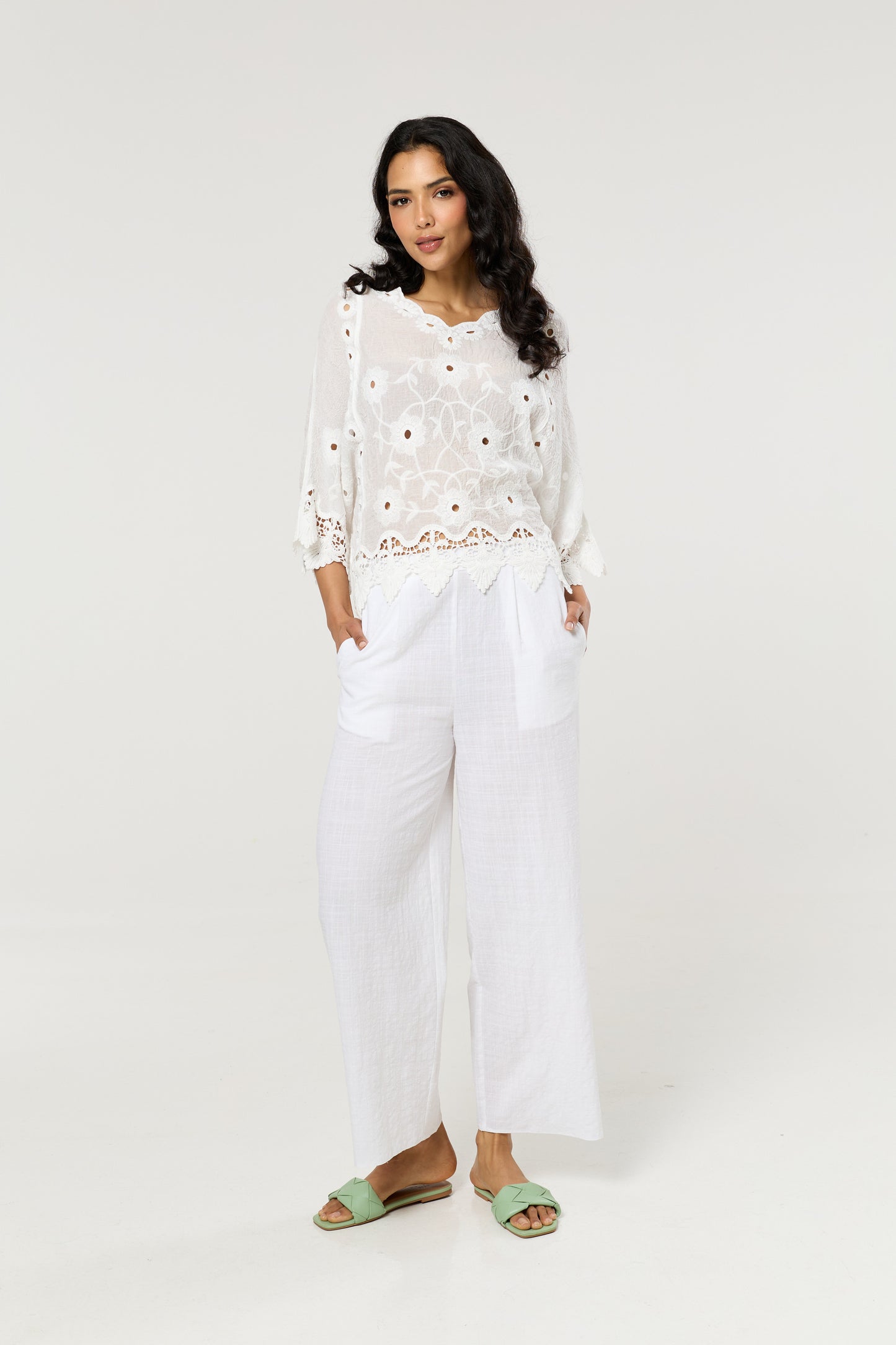 
                  
                    White Floral Lace Cotton Boho Blouse
                  
                