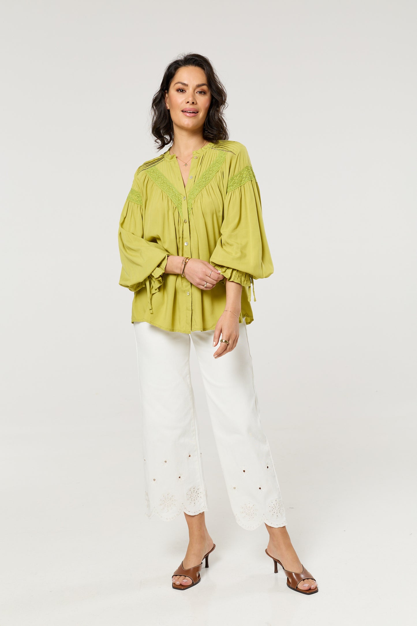 
                  
                    Lime Green Lace Detail Shirt
                  
                