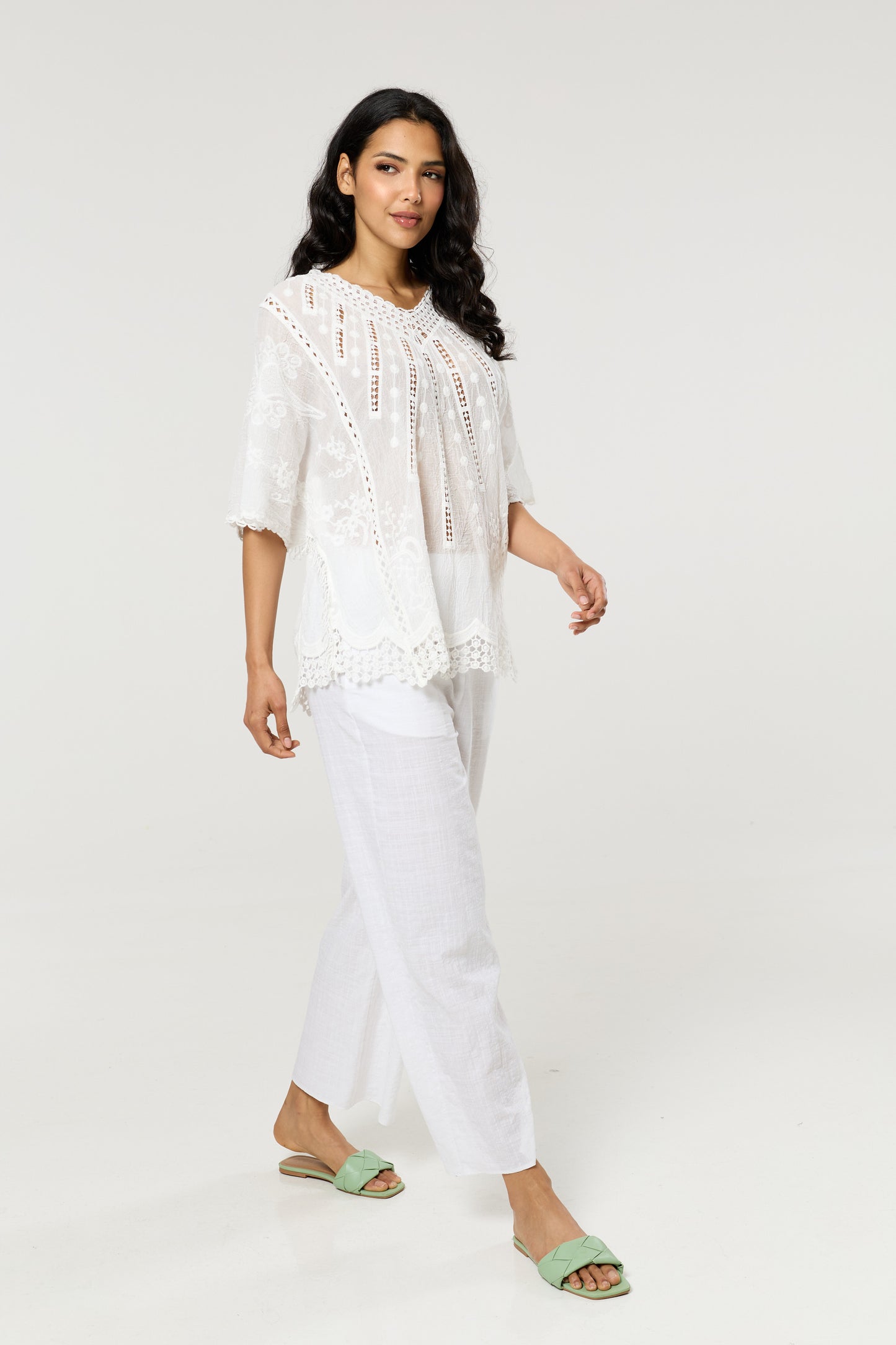 
                  
                    White Cotton Lace Detail Boho Blouse
                  
                