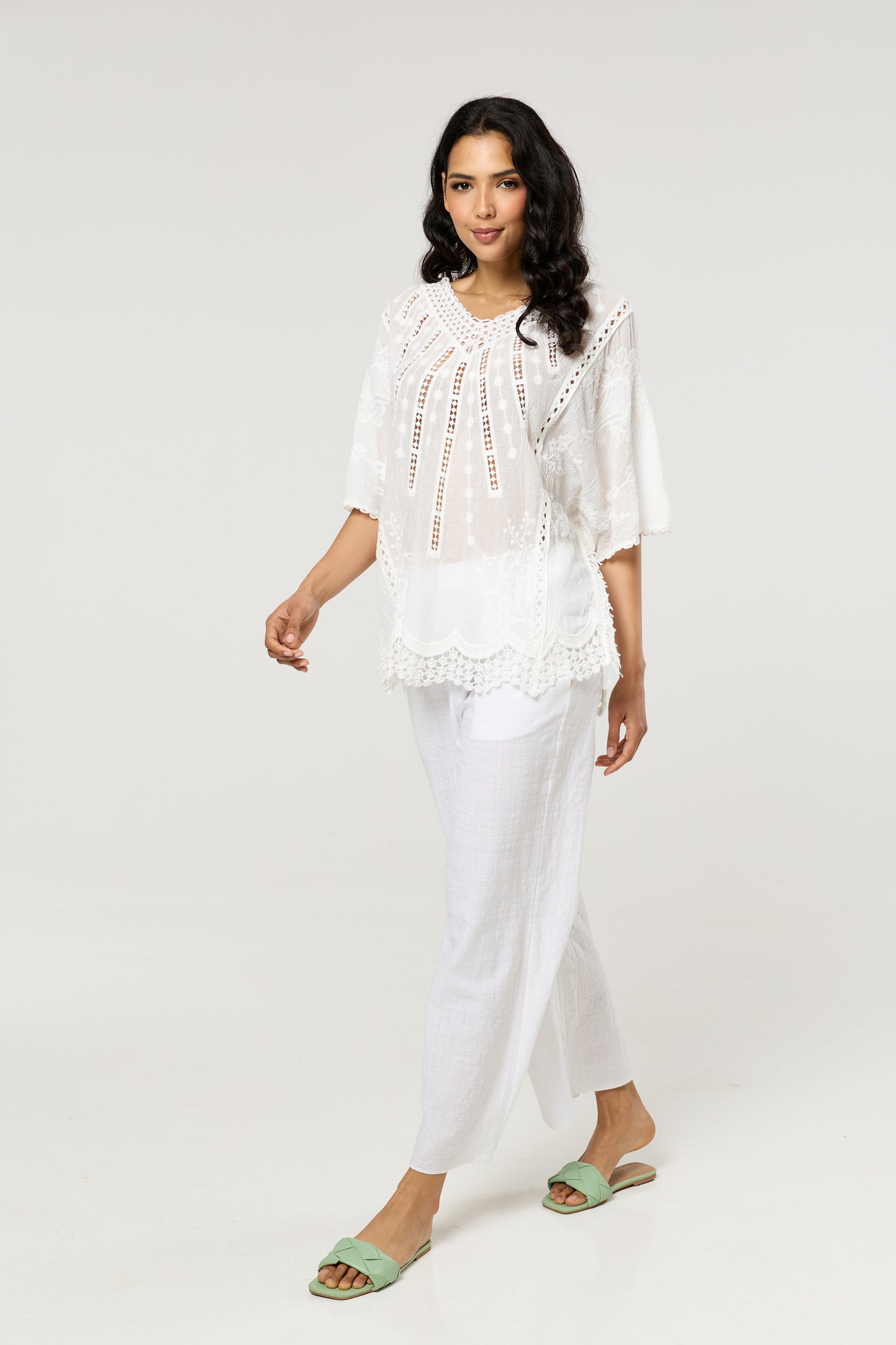 
                  
                    White Cotton Lace Detail Boho Blouse
                  
                
