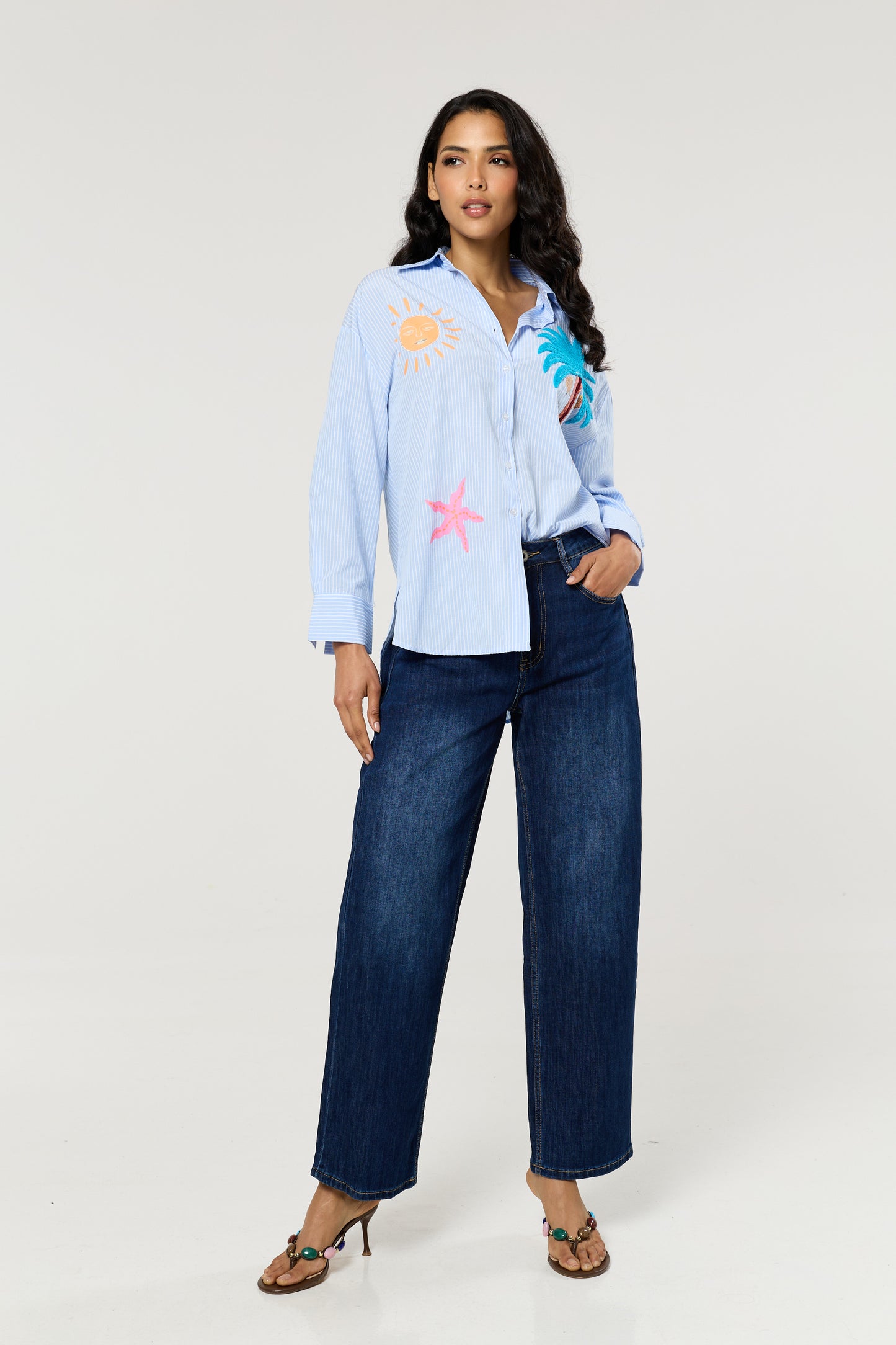 
                  
                    Tropical Embroidered Stripe Shirt
                  
                