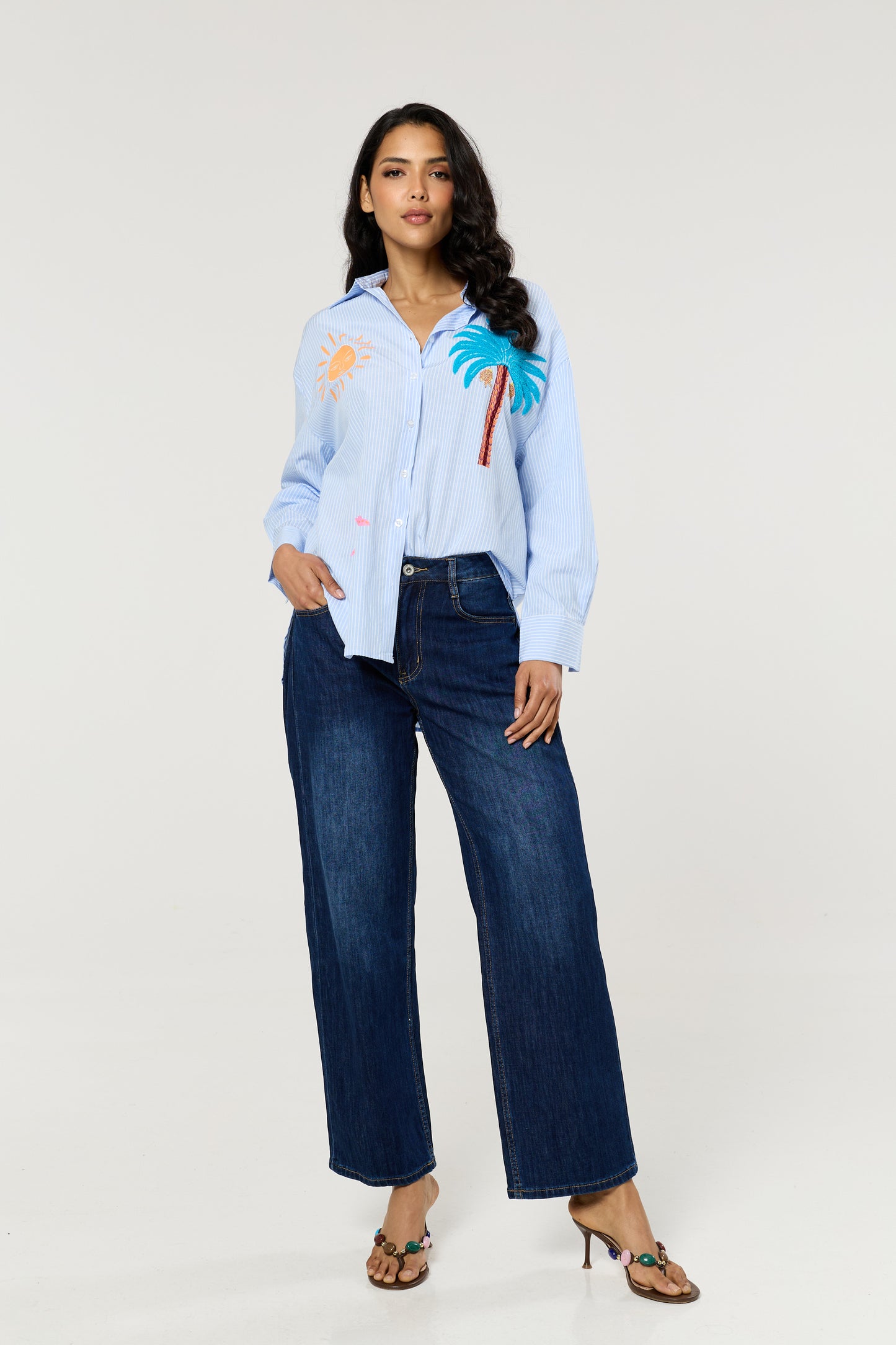 
                  
                    Tropical Embroidered Stripe Shirt
                  
                