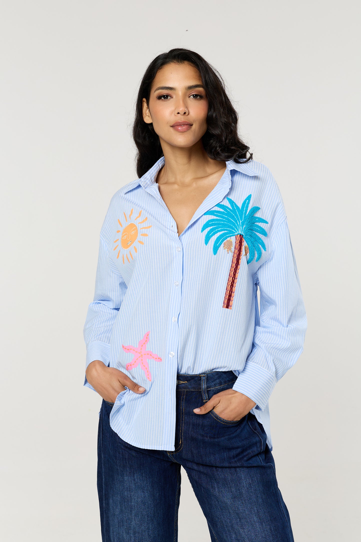 
                  
                    Tropical Embroidered Stripe Shirt
                  
                