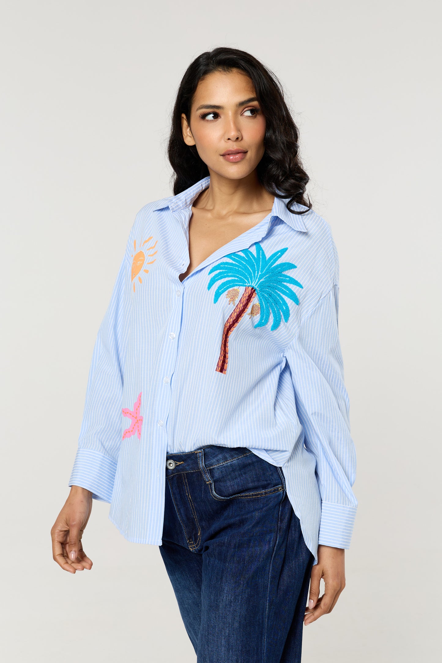 
                  
                    Tropical Embroidered Stripe Shirt
                  
                