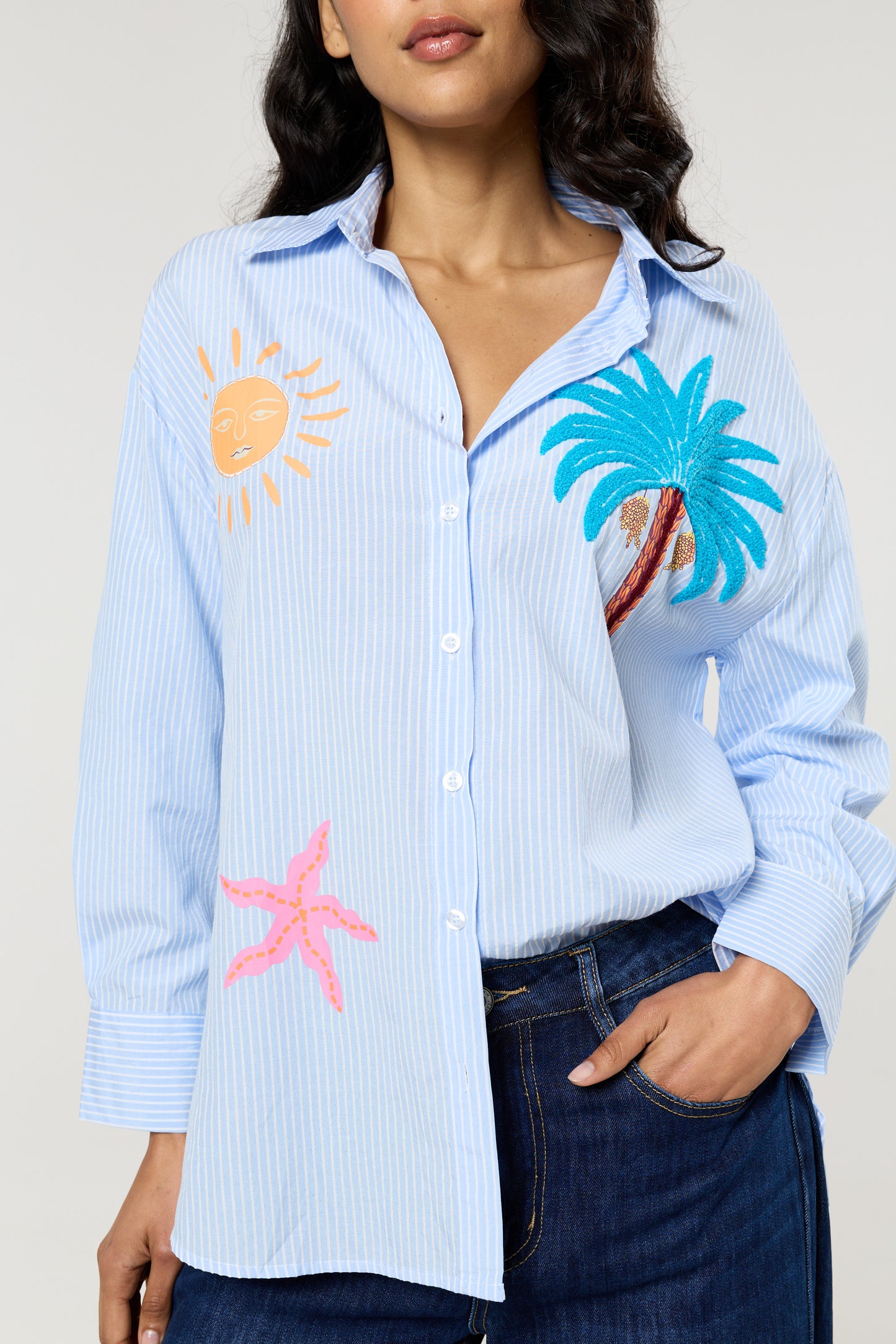
                  
                    Tropical Embroidered Stripe Shirt
                  
                