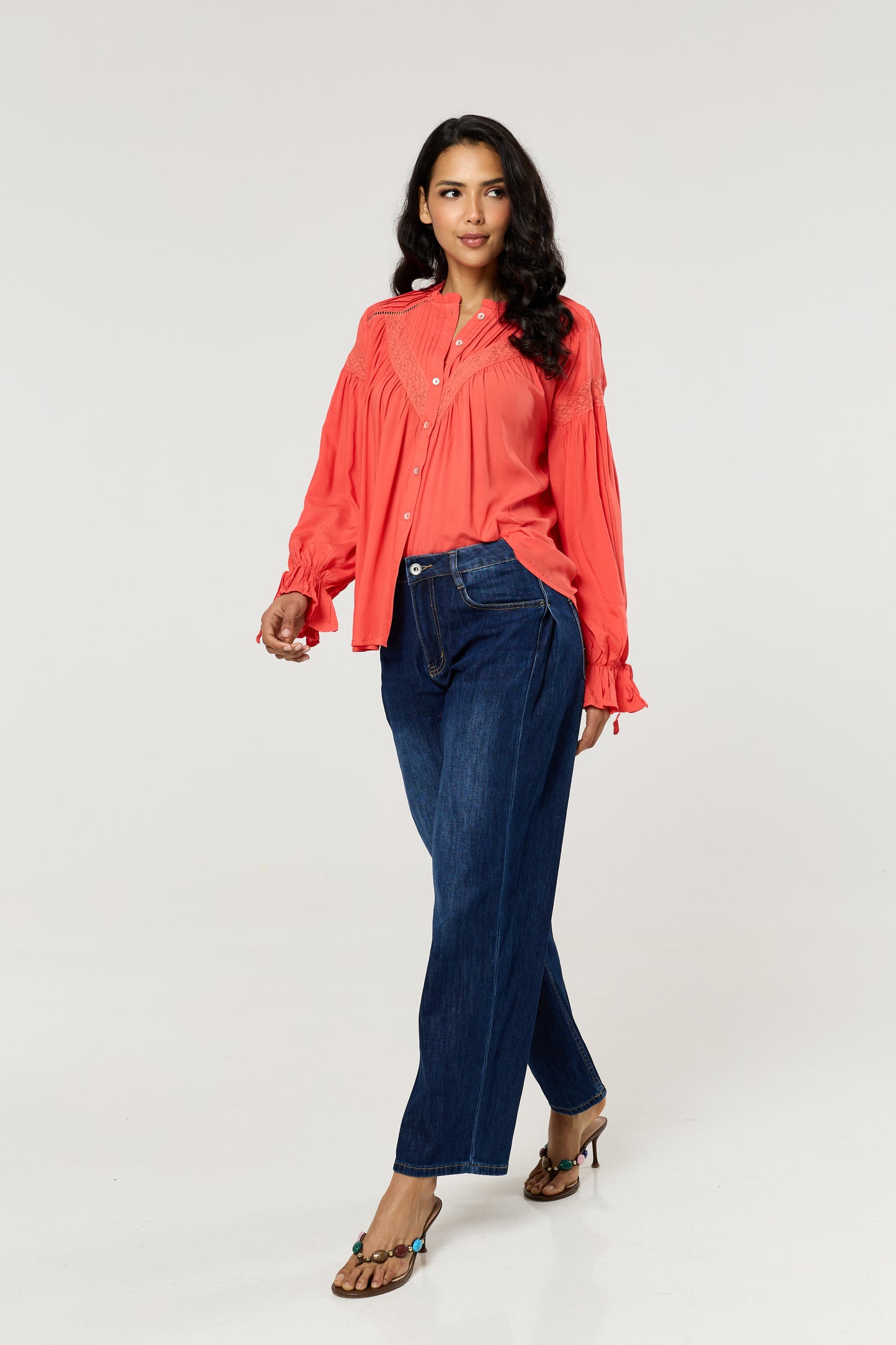 
                  
                    Coral Lace Detail Shirt
                  
                
