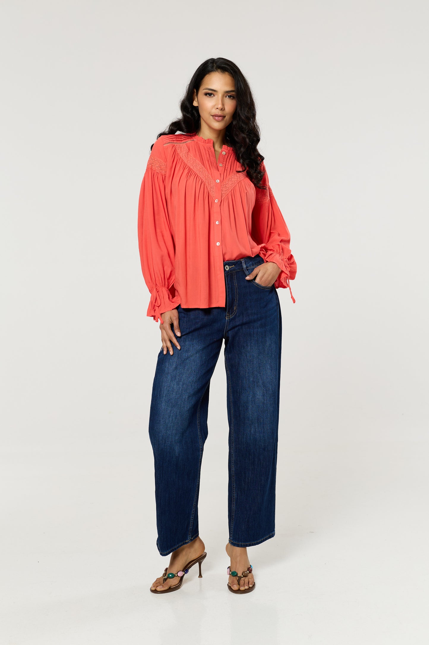 
                  
                    Coral Lace Detail Shirt
                  
                