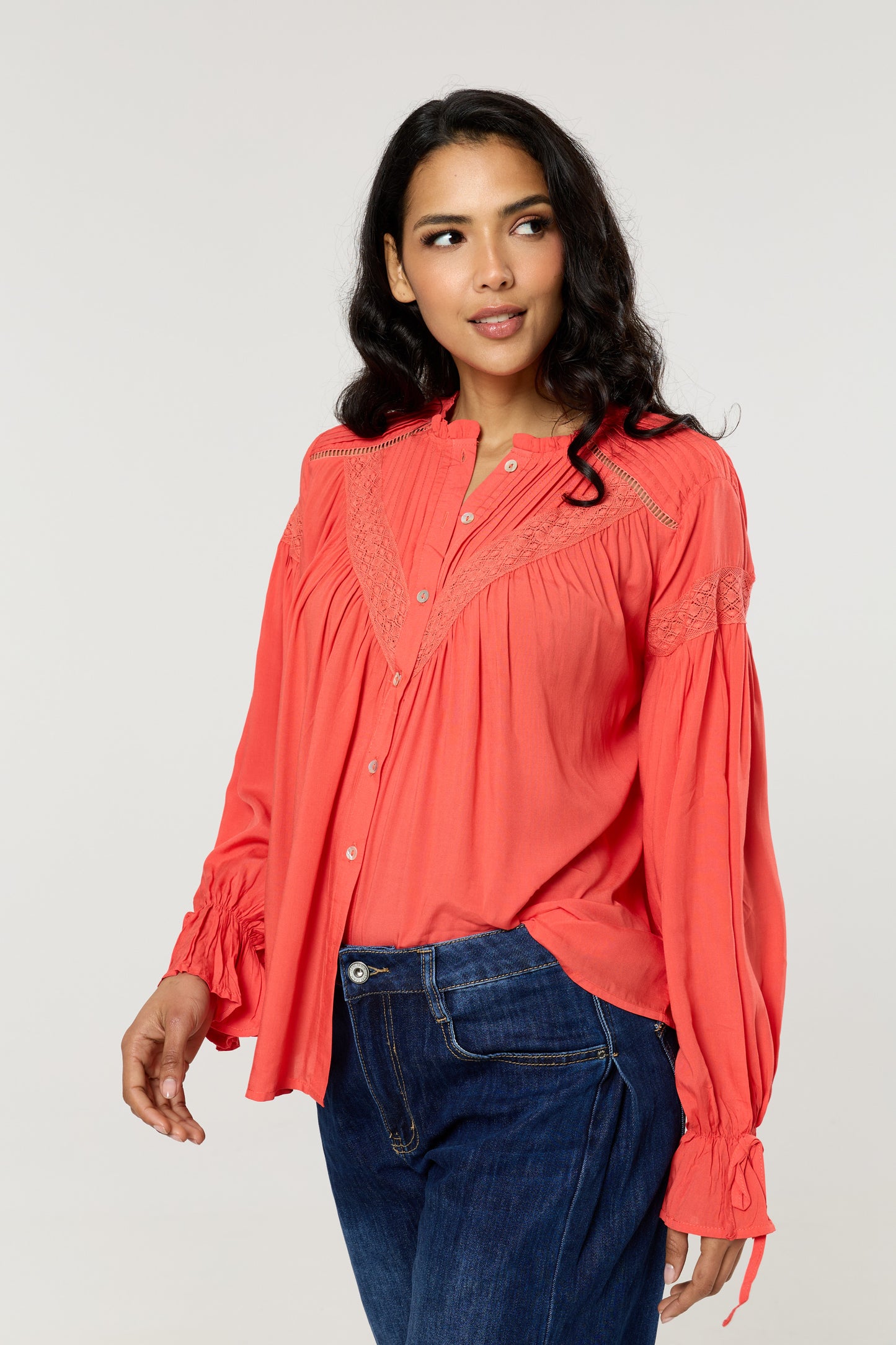 
                  
                    Coral Lace Detail Shirt
                  
                