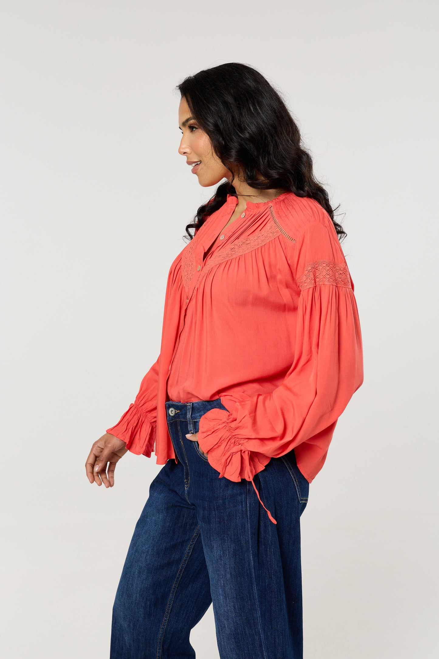 
                  
                    Coral Lace Detail Shirt
                  
                