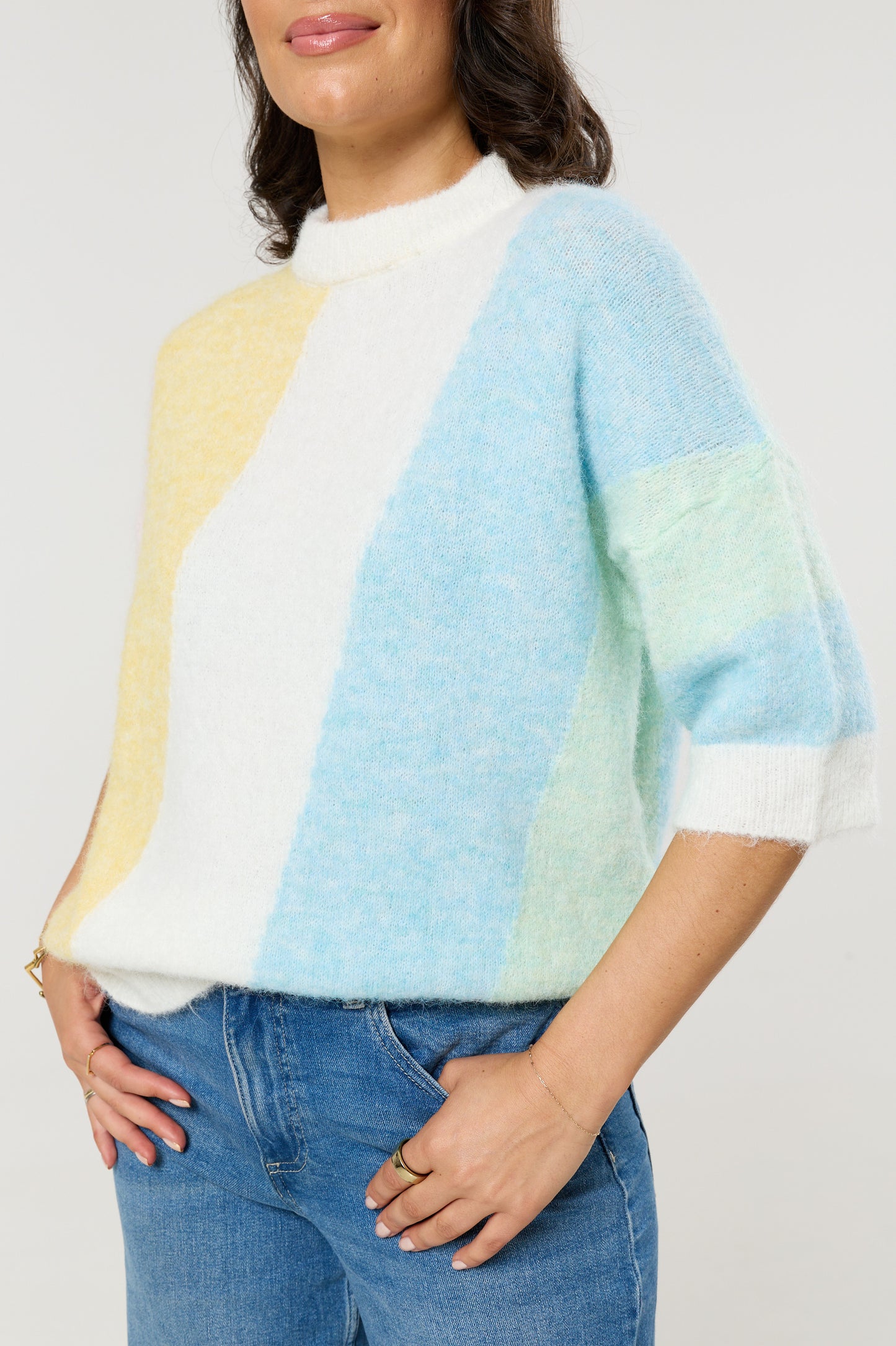 
                  
                    Pastel Colour Block Wool Blend Knitted Jumper
                  
                