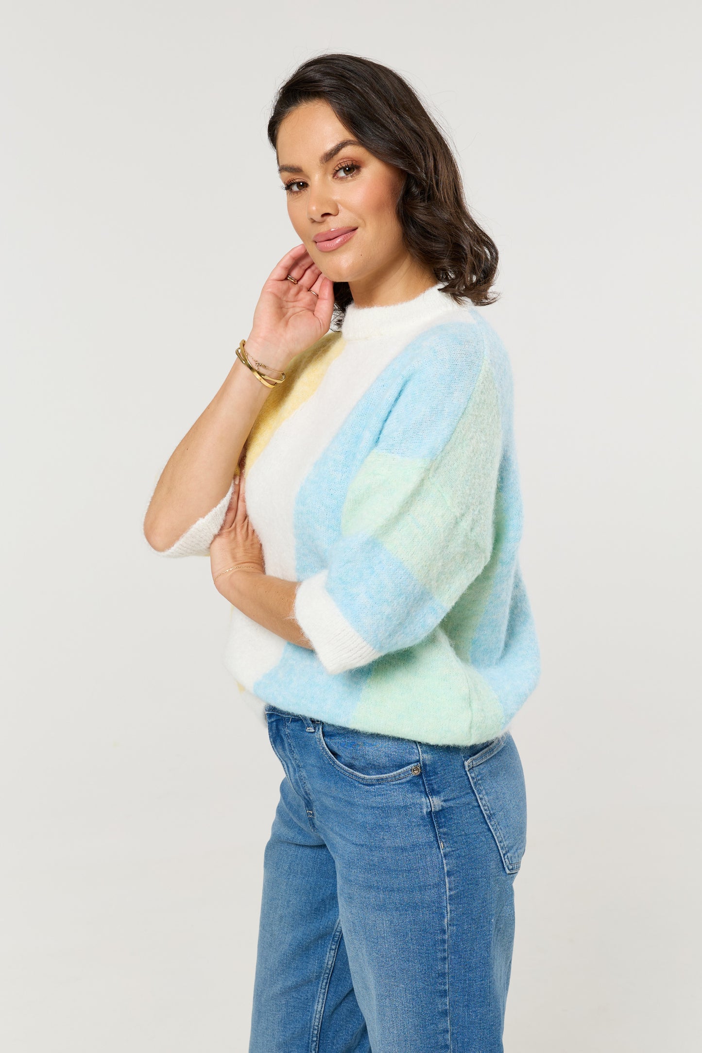 
                  
                    Pastel Colour Block Wool Blend Knitted Jumper
                  
                