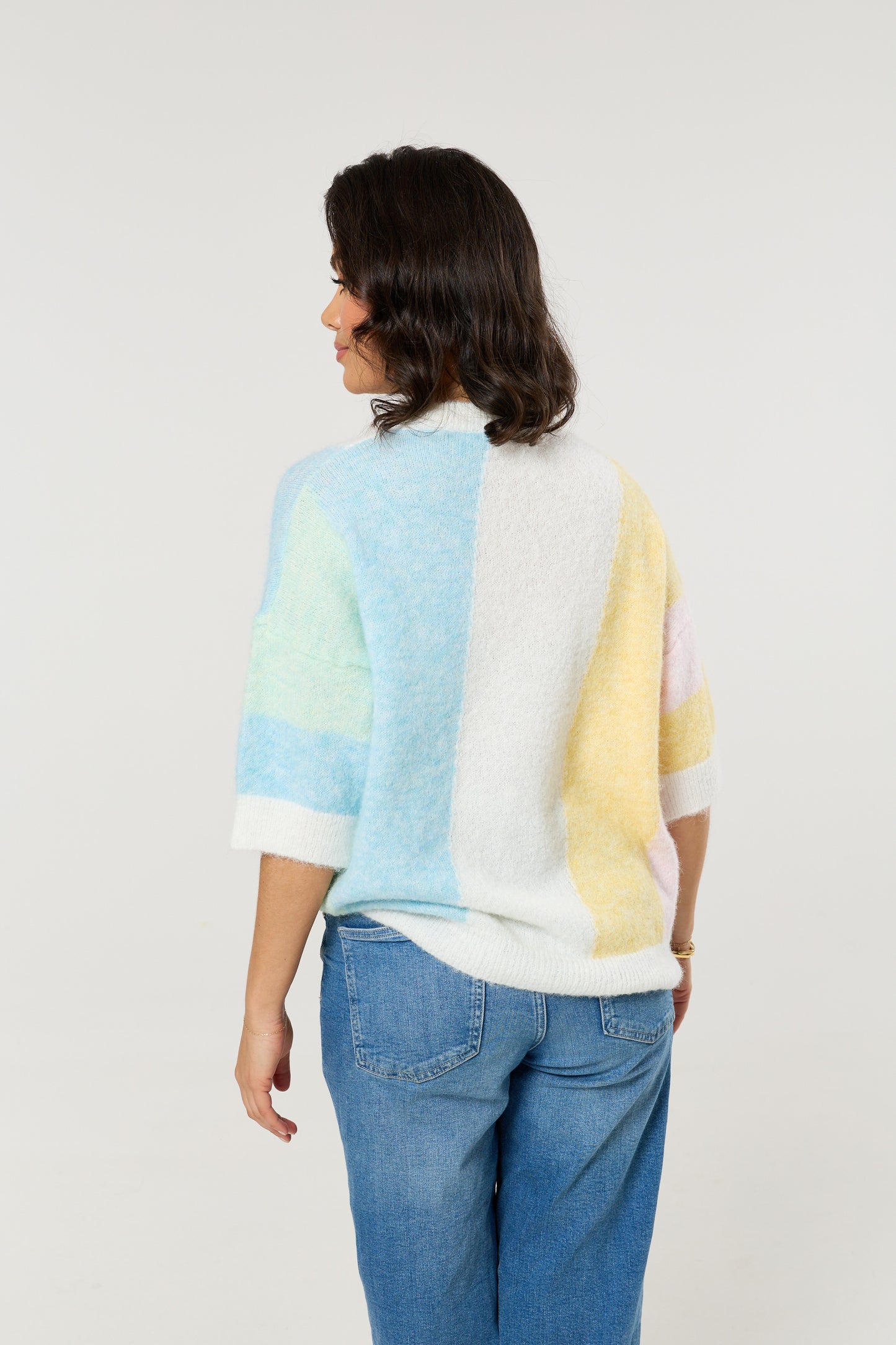
                  
                    Pastel Colour Block Wool Blend Knitted Jumper
                  
                