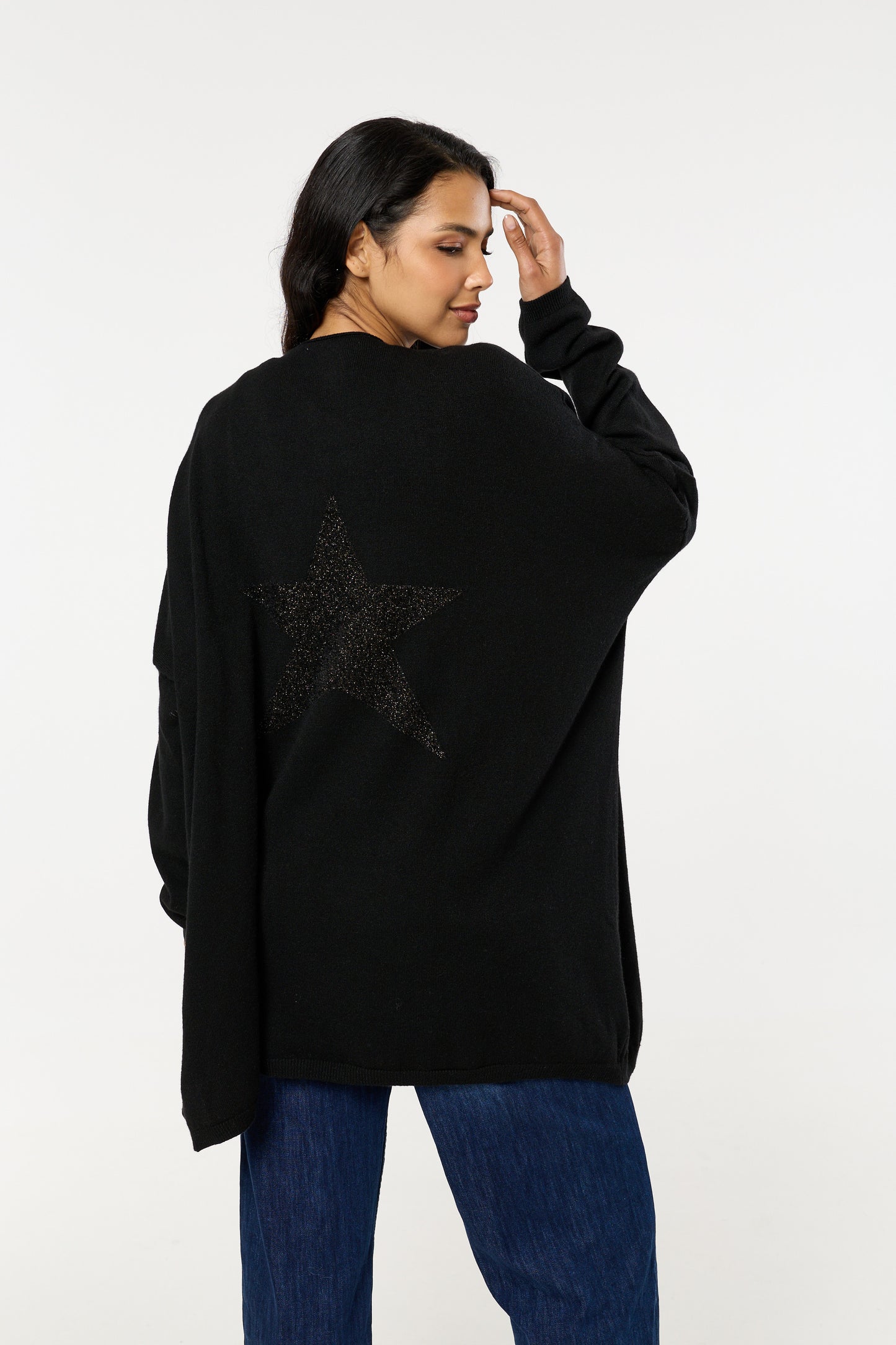 
                  
                    Black Star Back Knitted Cardigan
                  
                