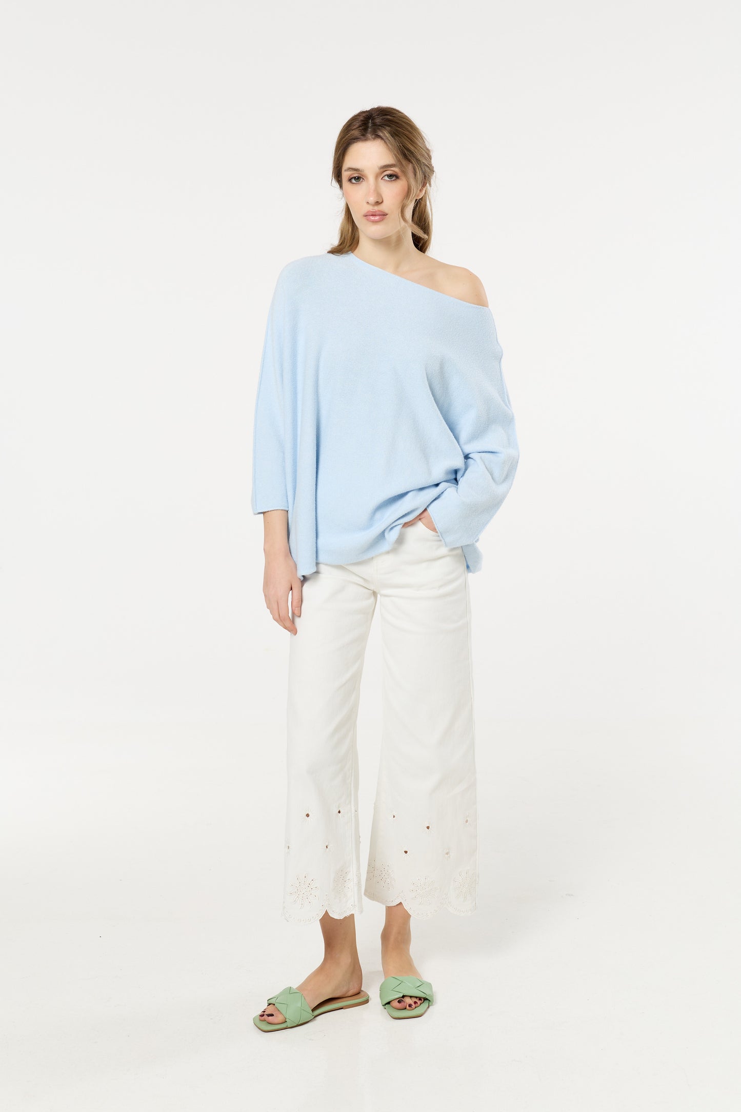 
                  
                    Light Blue Off Shoulder Relaxed Knit Jumper
                  
                