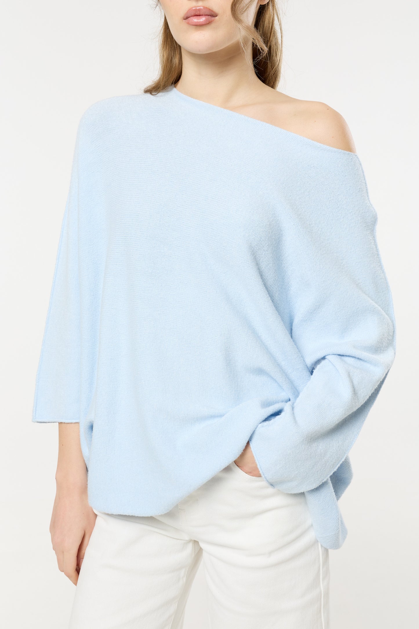 
                  
                    Light Blue Off Shoulder Relaxed Knit Jumper
                  
                