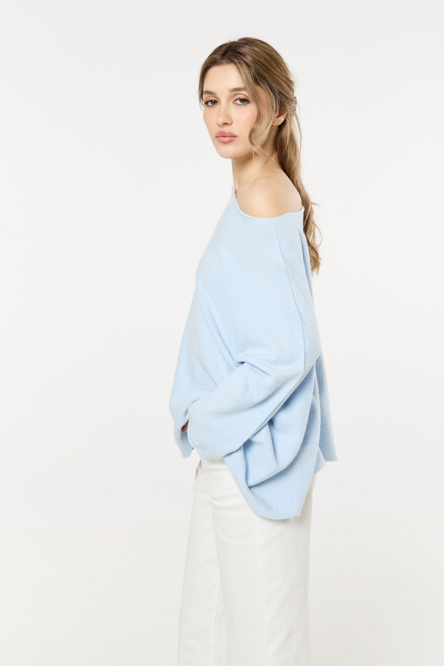 
                  
                    Light Blue Off Shoulder Relaxed Knit Jumper
                  
                