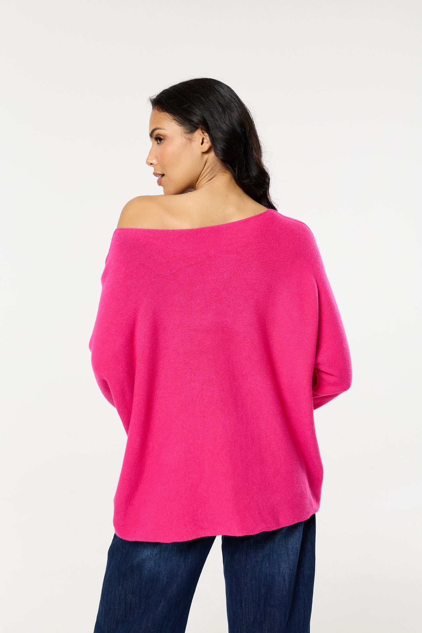 
                  
                    Pink Off Shoulder Relaxed Knit Jumper
                  
                