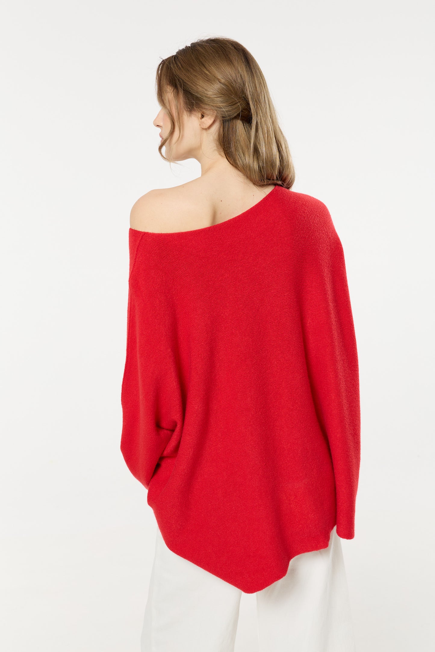 
                  
                    Red Off Shoulder Relaxed Knit Jumper
                  
                