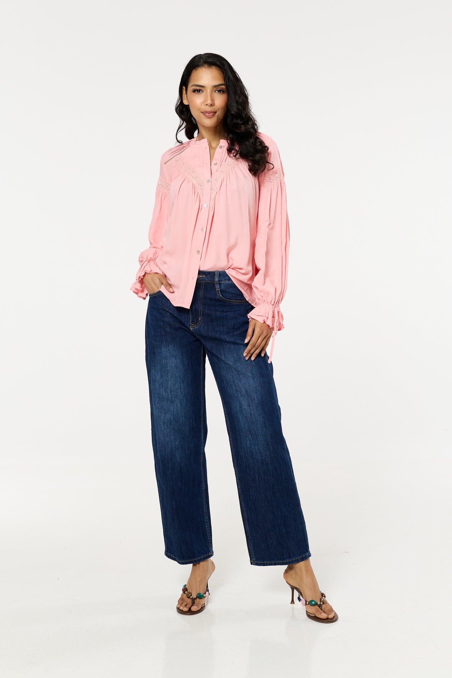 
                  
                    Light Pink Lace Detail Shirt
                  
                