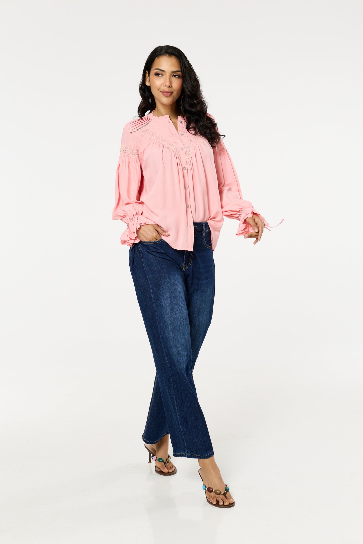 
                  
                    Light Pink Lace Detail Shirt
                  
                
