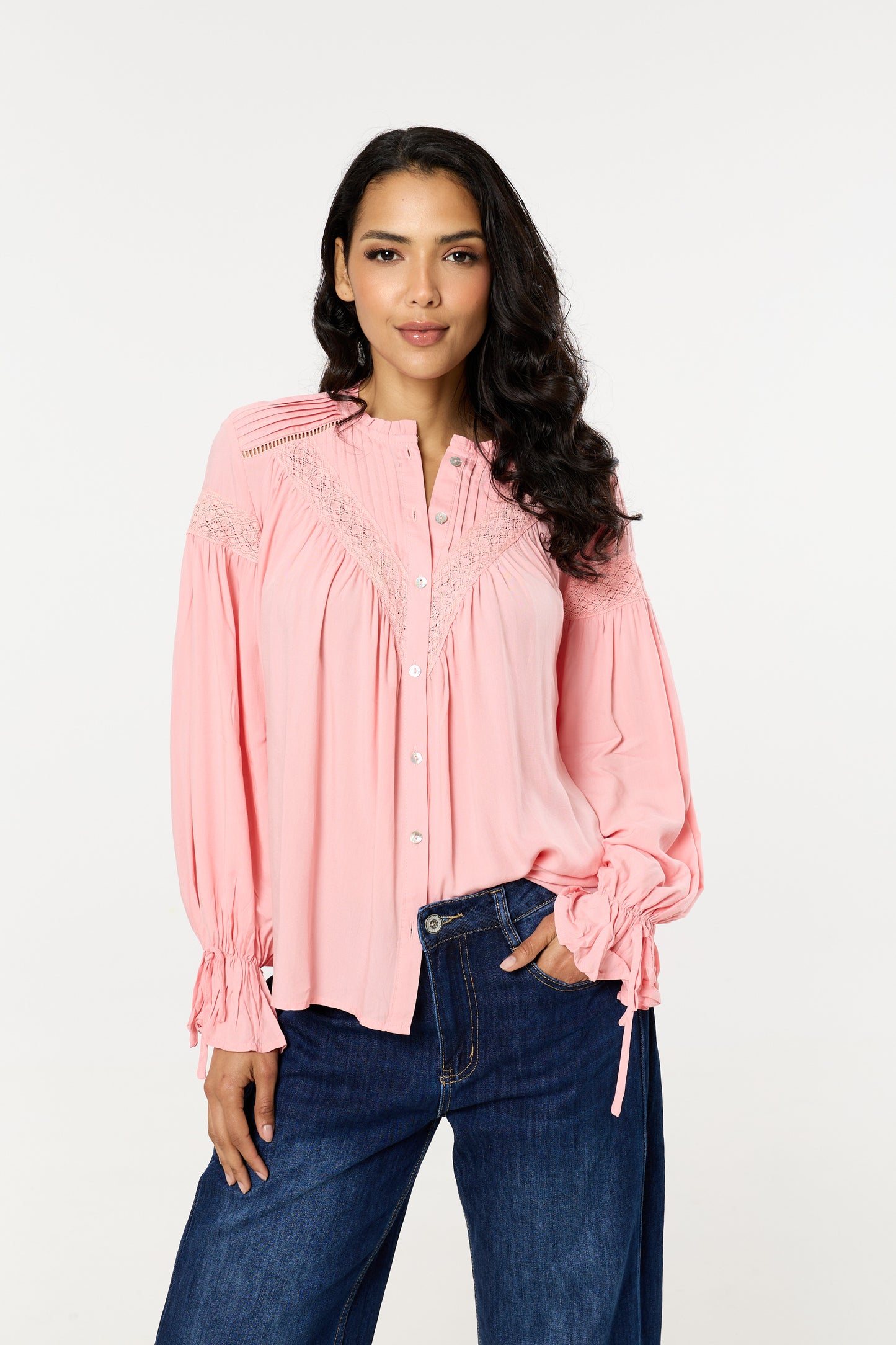 
                  
                    Light Pink Lace Detail Shirt
                  
                